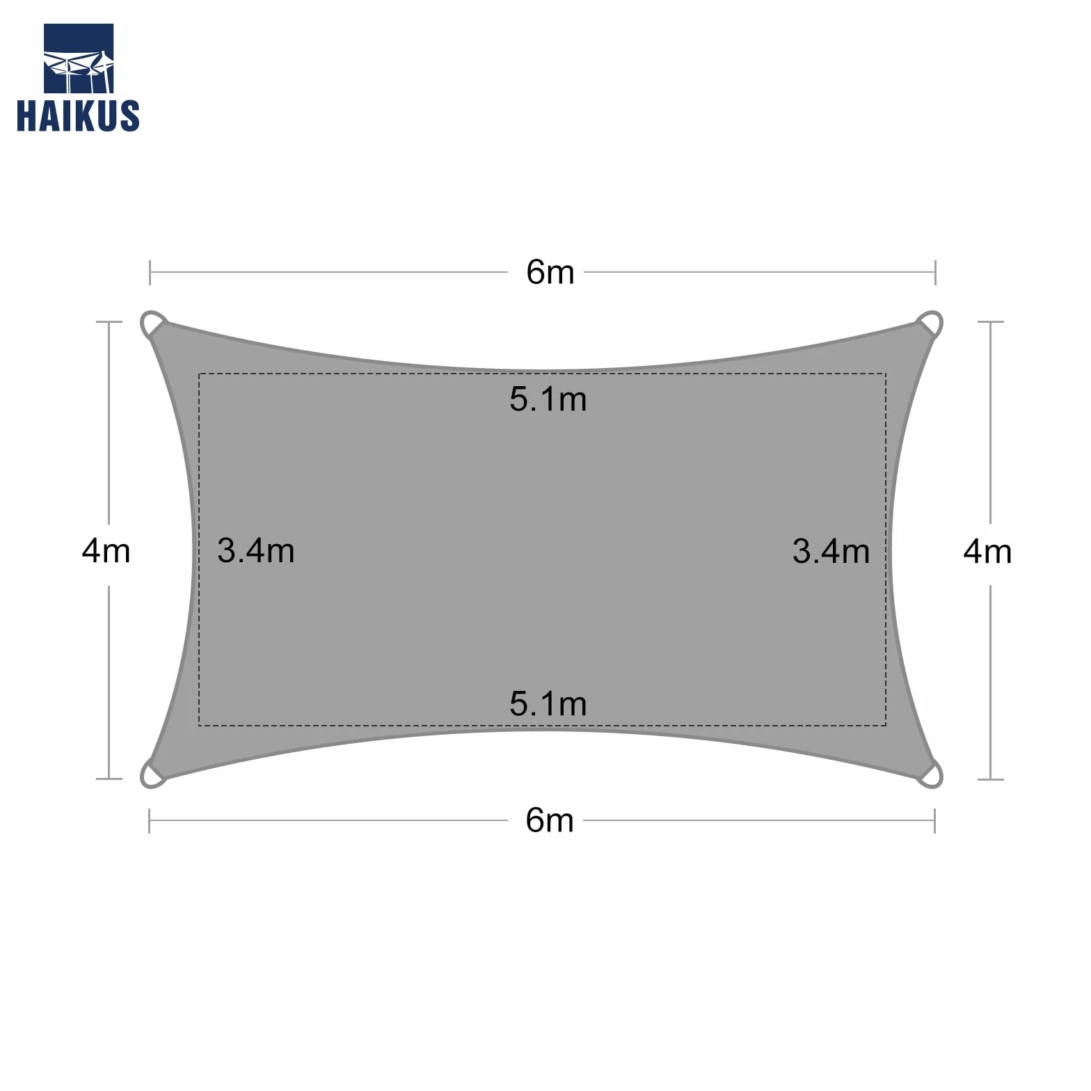 HAIKUS Toldo Vela Rectangular 4x6 m HDPE Transpirable 98% Protección UV para Exterior