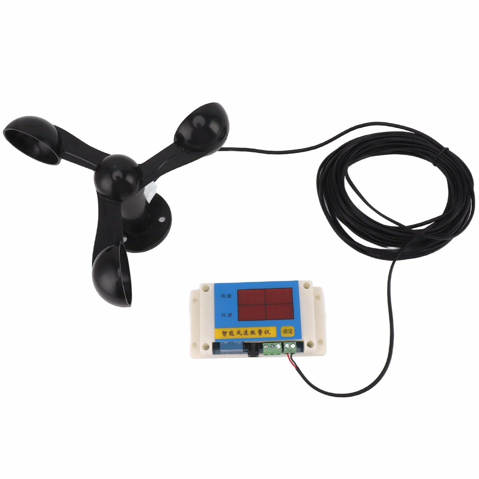 Anemómetro para Grúas Torre 3 Cúpulas USB 5V Alarma Velocidad Viento 2-12 Niveles Precisión Alta Apagado Automático