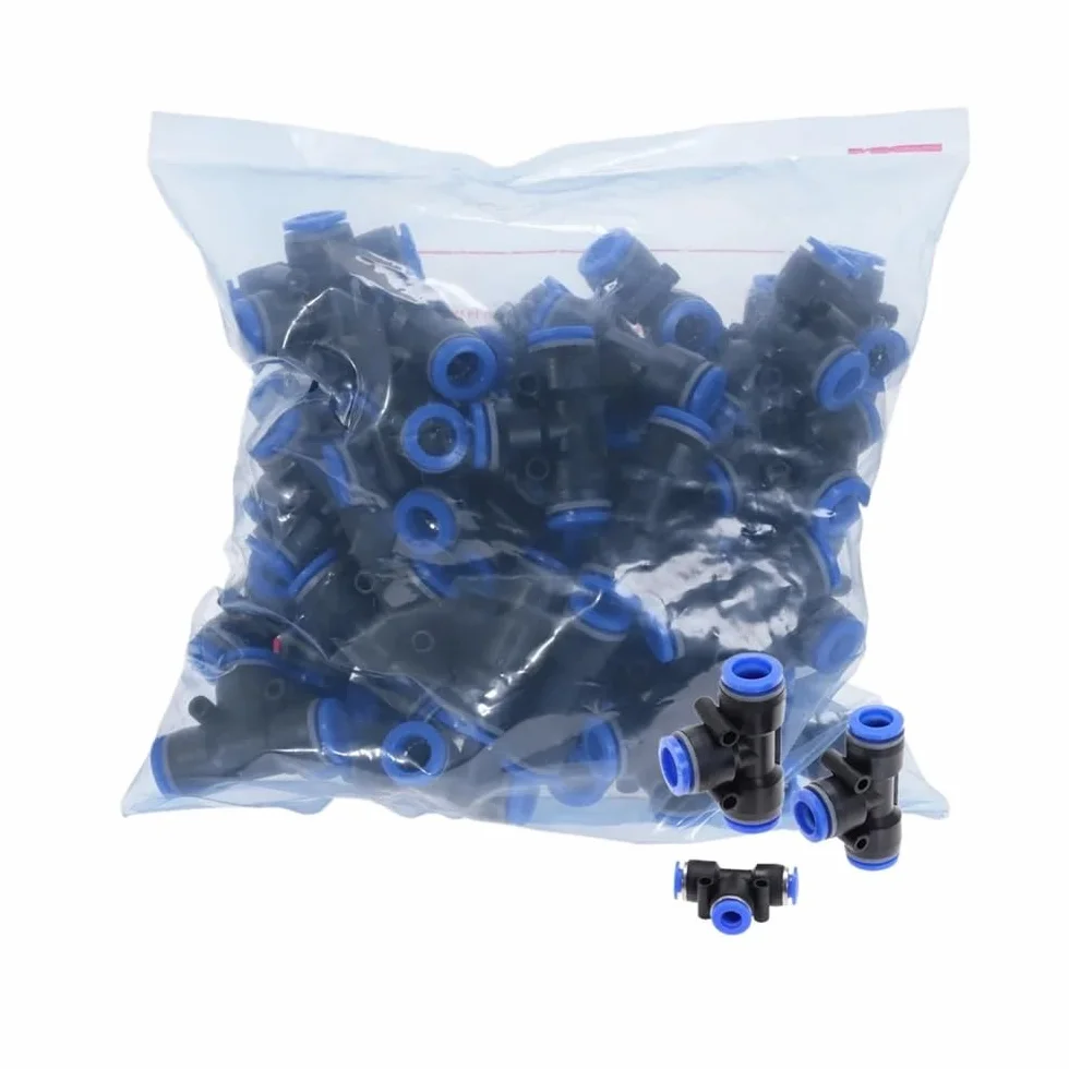 100pcs 50pcs PE Pneumatic Fittings Fitting T Type 3-Way for 4mm 6mm 8mm 10mm Tee Tube Quick Connector Slip Lock(10mm(100pcs))