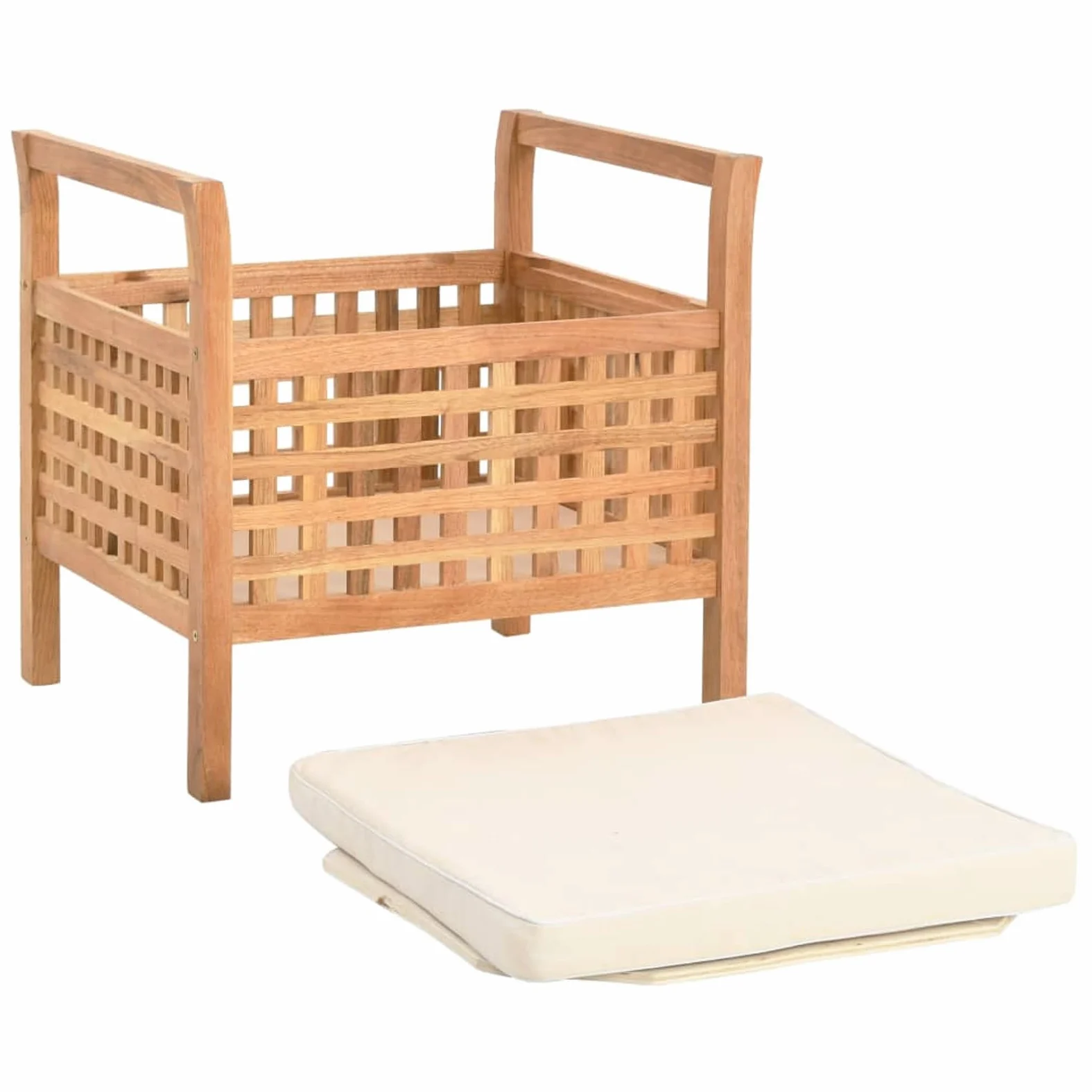 Fasba Banco de Almacenamiento de Madera con Cojín - Natural | para Pasillo, Dormitorio y Baño | Robusto y de Gran Capacidad