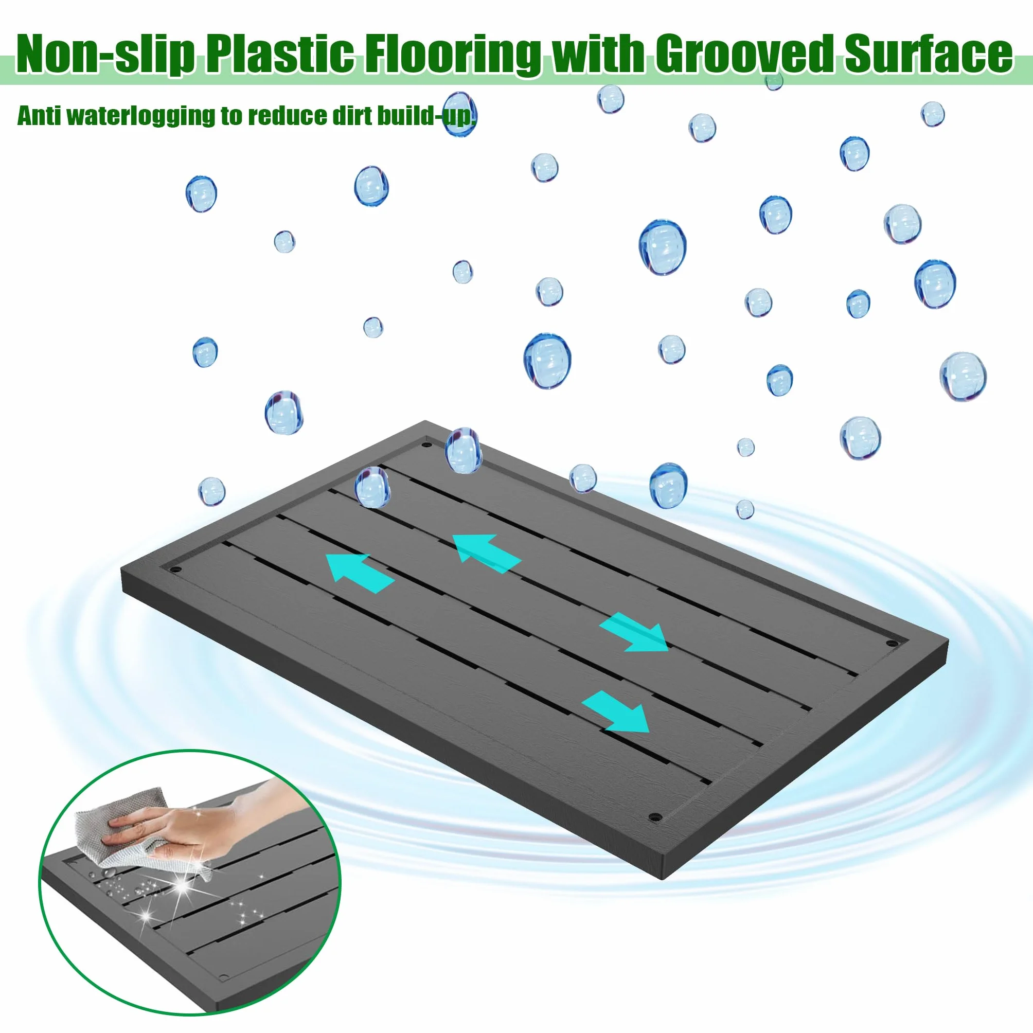 Suelo de plástico WPC antideslizante 100x56x4 cm para escalera de piscina
