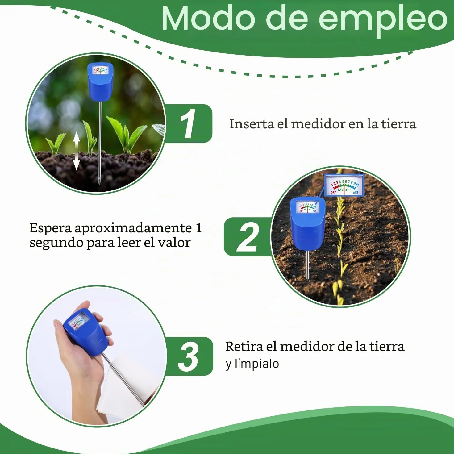 XLUX Medidor de suelo para plantas, sensor de humedad, monitor de agua, paquete de 2