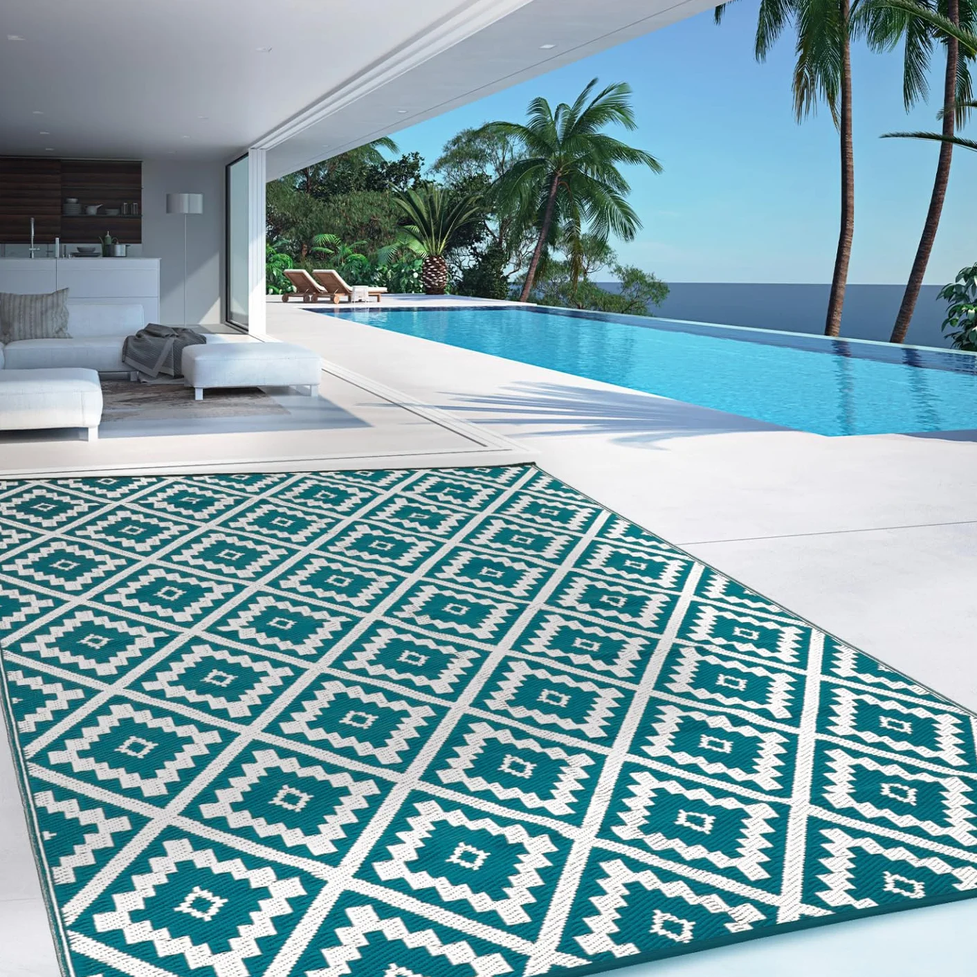 Alfombra exterior Bahamas 180 x 280 cm azul
