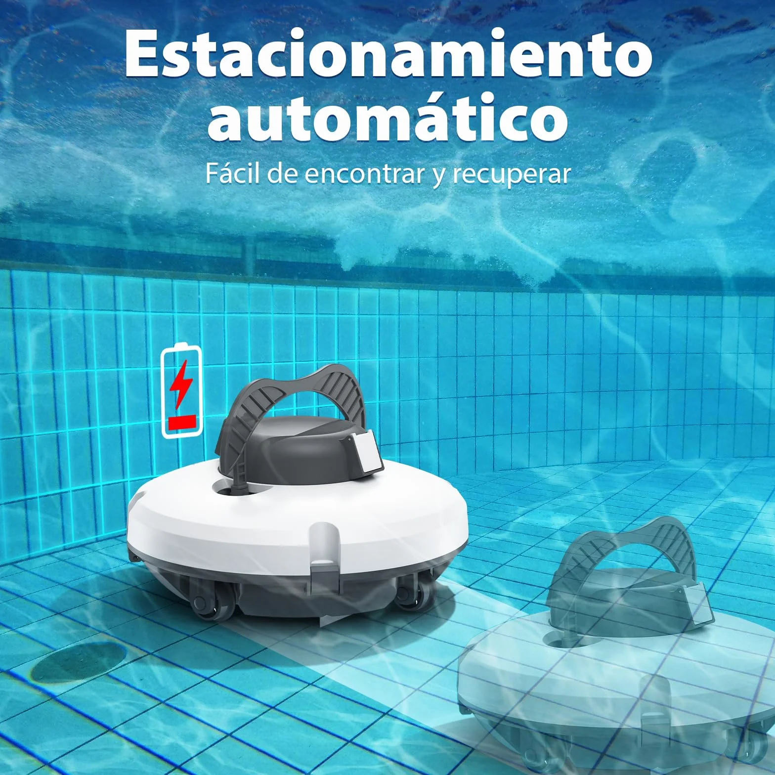 Redkey S100 Robot Limpiafondos Piscina Sin Cable, 200 Minutos Autonomía, Sube Pendientes 18°, Motor Doble, Hasta 120㎡