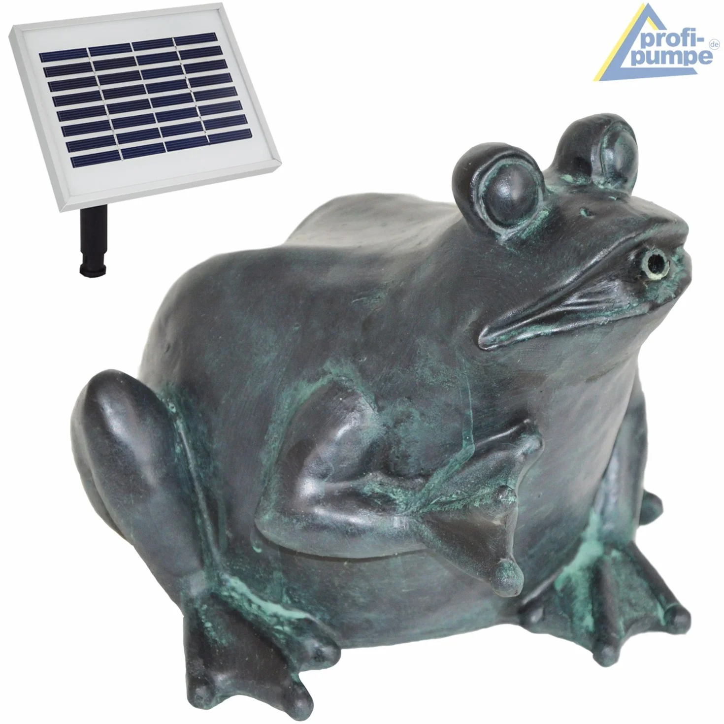 Fuente Solar - Fuente Decorativa Exterior - Bomba para Estanque ''Rey Rana'' Fuente Solar con Juego de Agua - Bebedero para pájaros - Bomba Solar DE Agua - Bomba