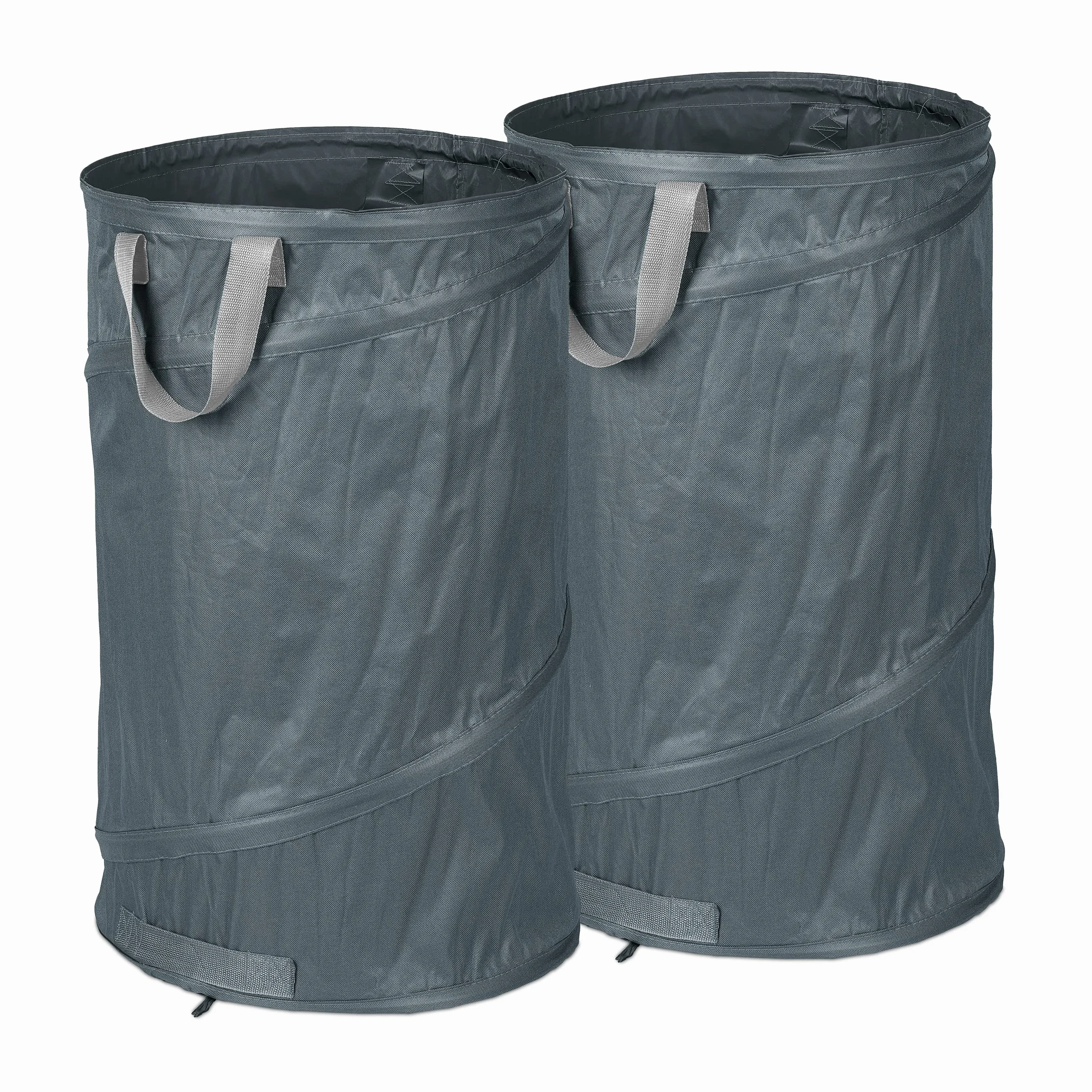 Relaxdays Bolsas Jardín Auto-desplegables PopUp 120L Impermeable UV Gris Set2