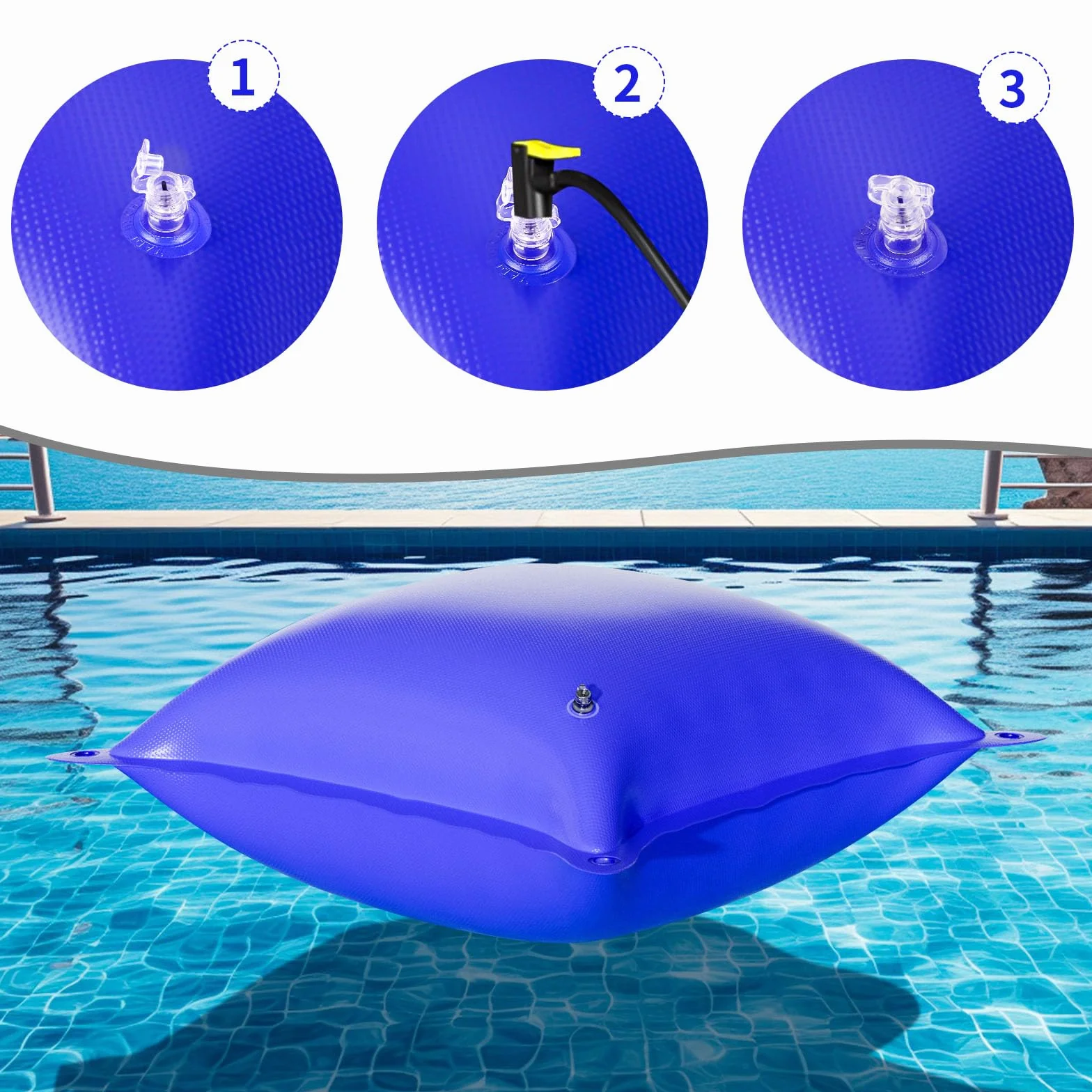Cojín de piscina de invierno XXL 120 x 120 cm, cojín de aire para piscina