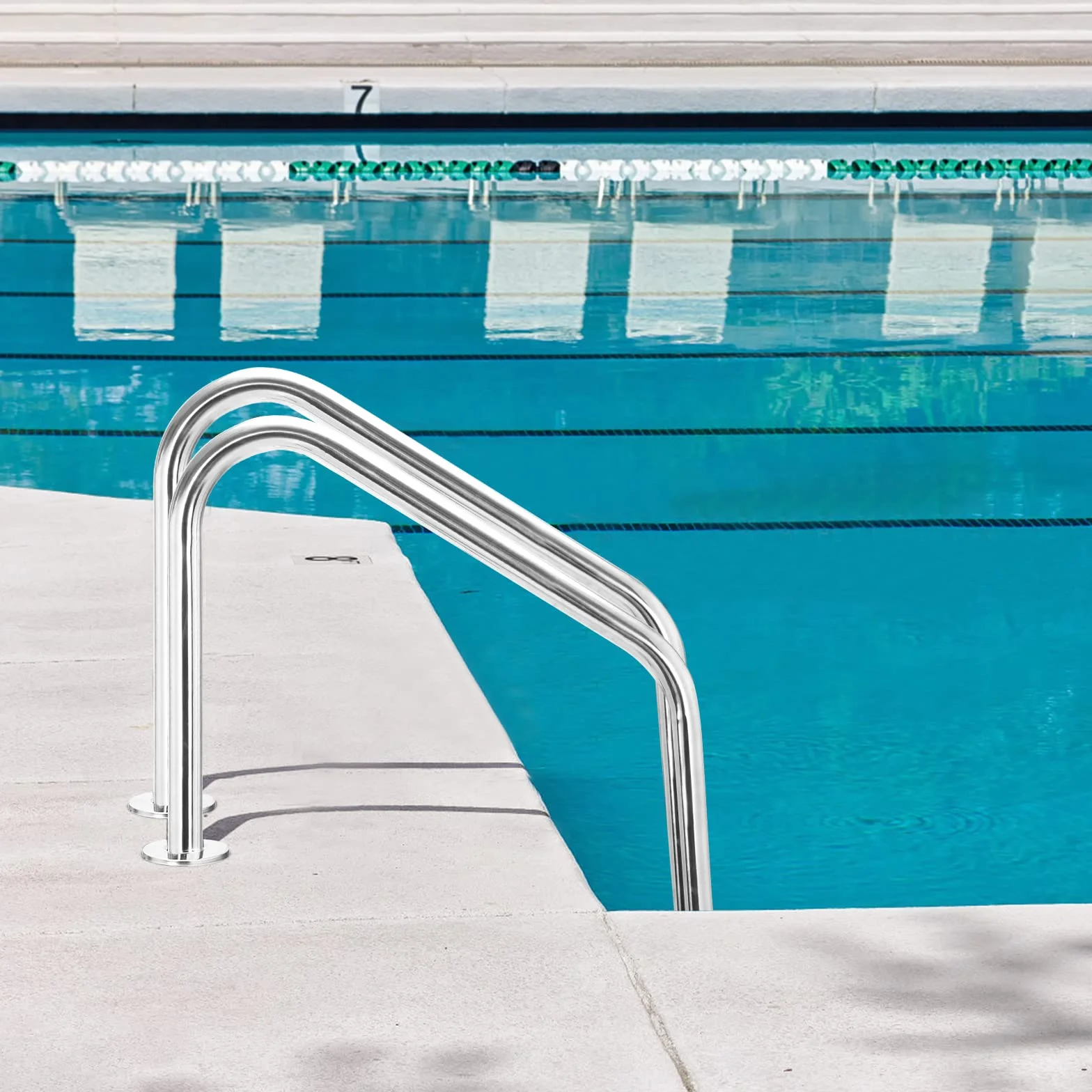 LIFEZEAL Escalera de Piscina 3 Peldaños Acero Inoxidable 304 Forma U Antideslizante Pasamanos Curvo