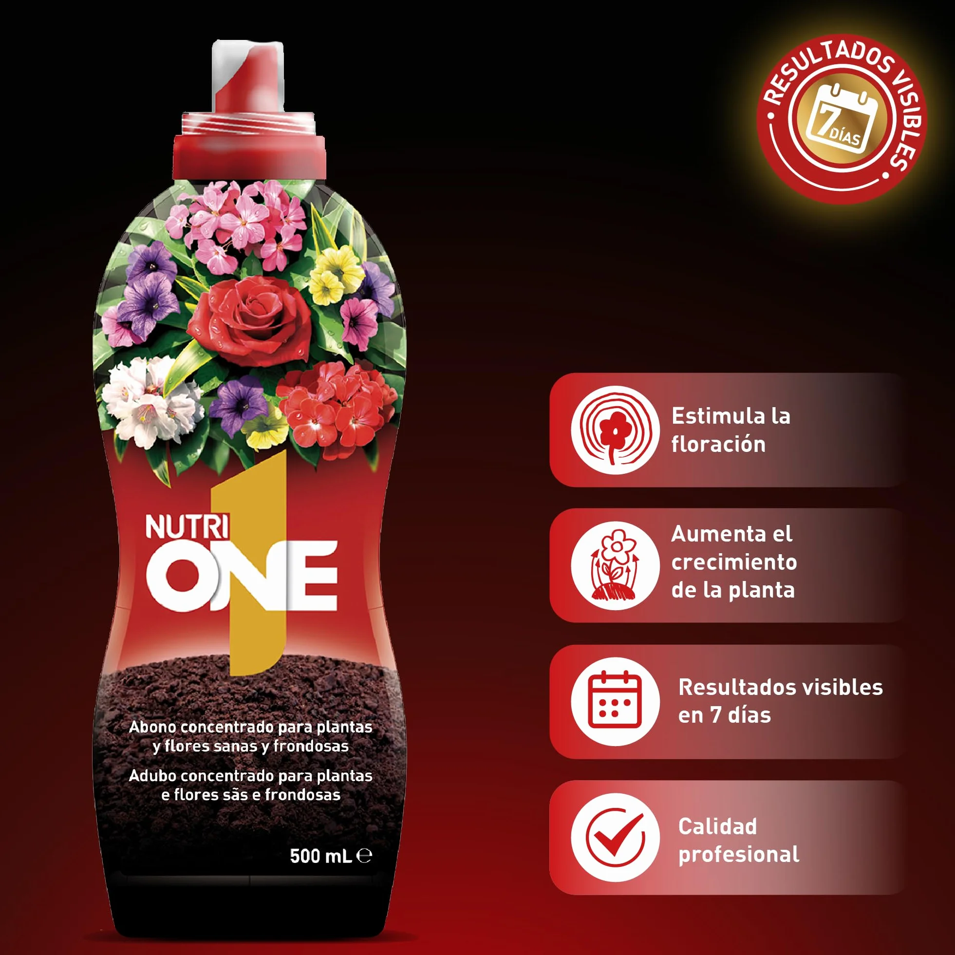 nutriONE Abono líquido concentrado para Plantas y Flores Fertilizante Premium ingredientes naturales