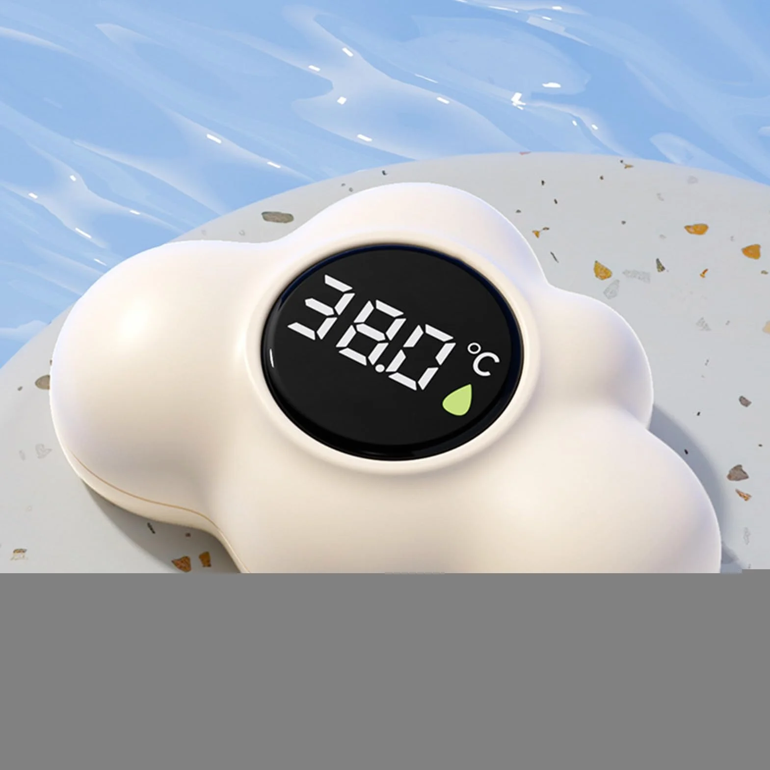 Termómetro de Baño Impermeable 16x29x14cm Sensor Flotante LED Pantalla