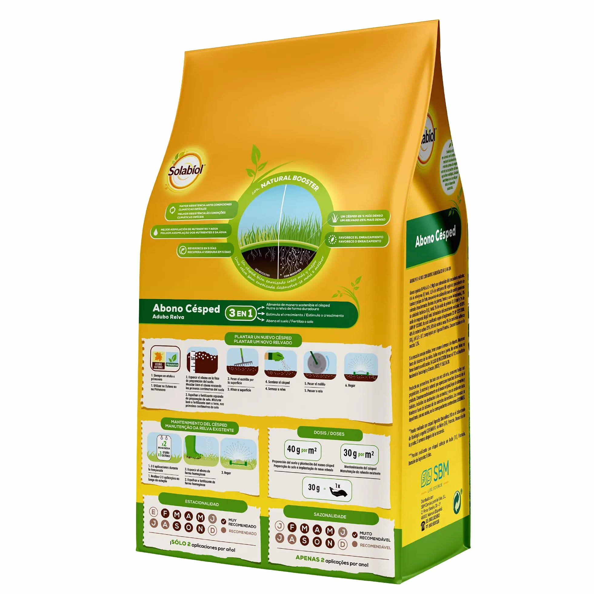 Solabiol Natural Booster Abono para césped 100% natural