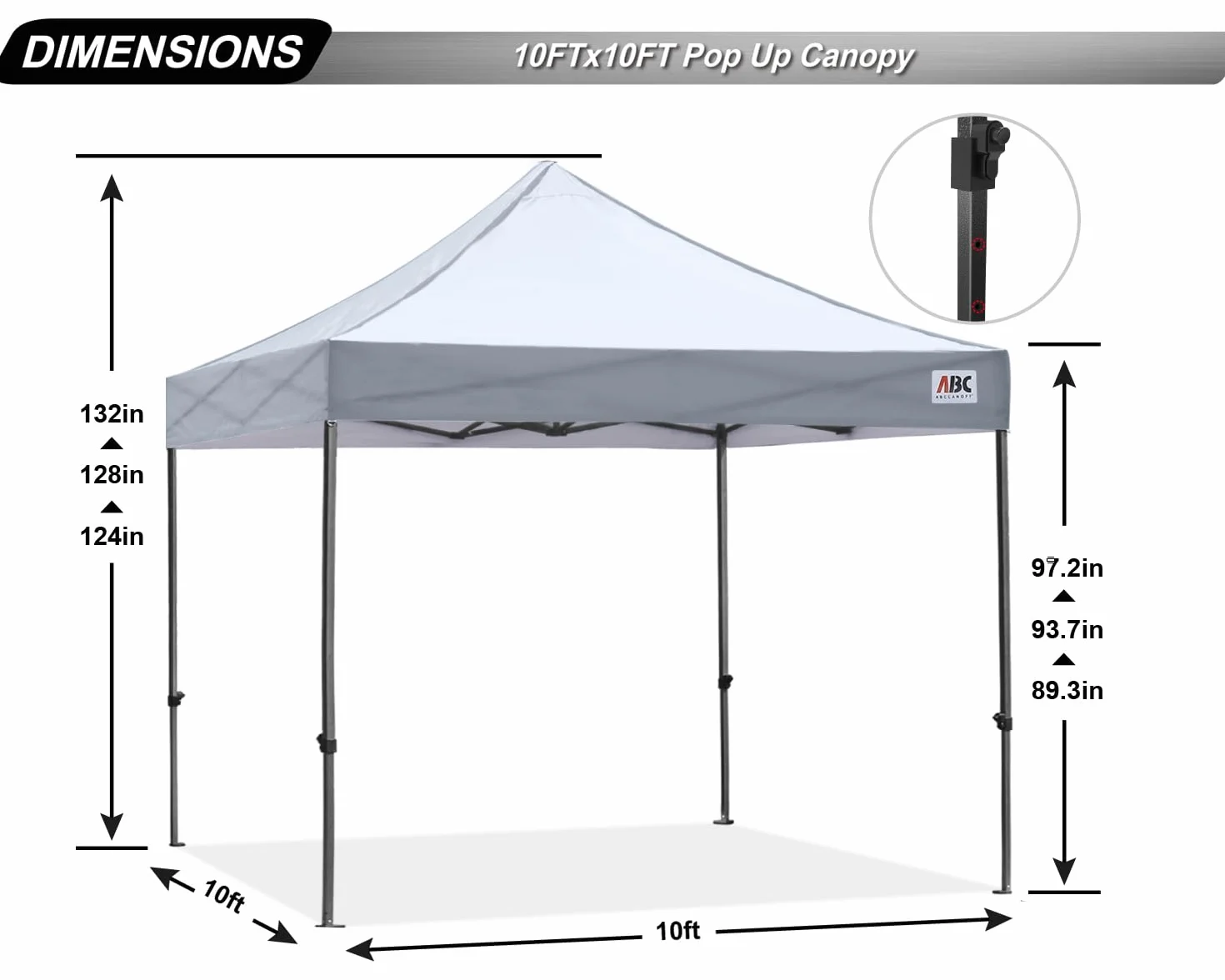 ABCCANOPY Cenador desplegable Resistente de 3 x 3 m con Bolsa de Rodillo Mejorada, 4 Bolsas de Peso, estacas y Cuerdas (Gris)