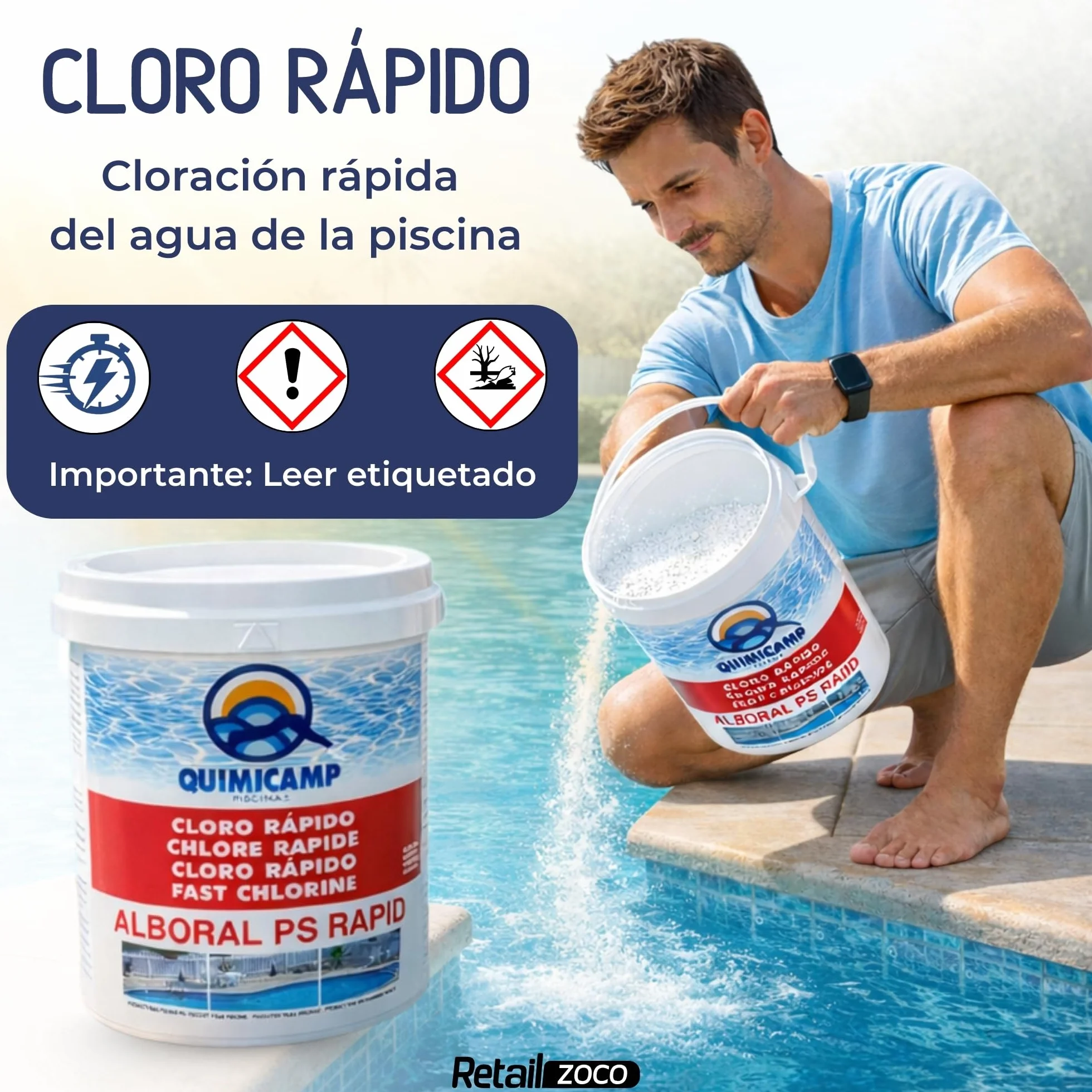 Cloro Choque Accion Rapida 5 Kg Recuperador Agua Piscina Granular
