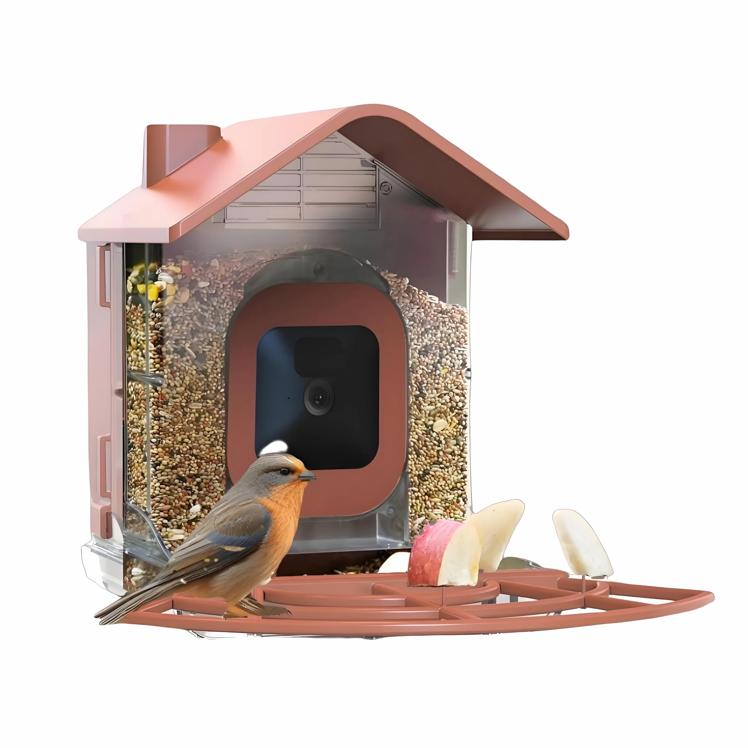 Comedero Pájaros con Cámara Casa Exterior Compatible con Soporte Cámara Blink Impermeable Gran Capacidad 1.6LB Estación Monitoreo Fauna (Cámara no Incluida)