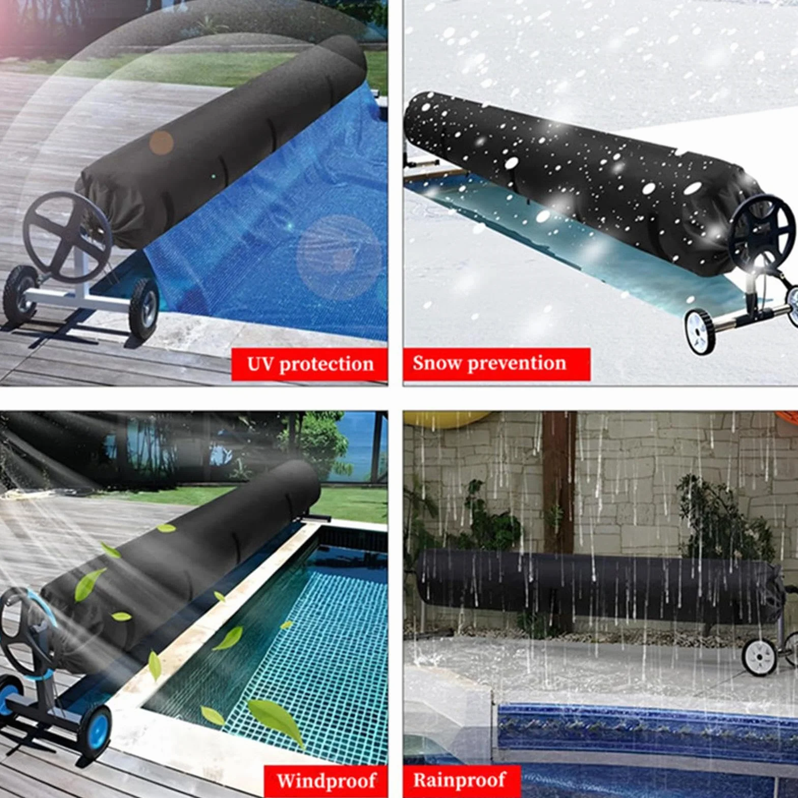Cubierta de Carrete Solar para Piscina, Tela Oxford, Protector de Rollo de Tierra para Jardín y Patio