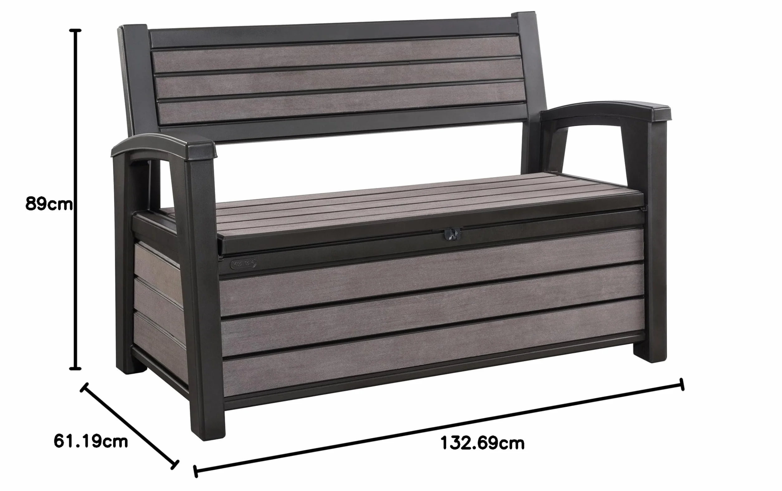 Chalet y Jardín Brossium Baúl Banco 227 L Gris Cepillado 132,7 x 63,5 x 89,5 cm