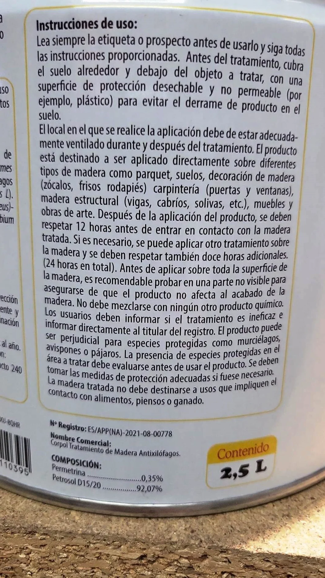 CORPOL Protector Madera Mata Carcoma Polillas Xilófagos 750ML