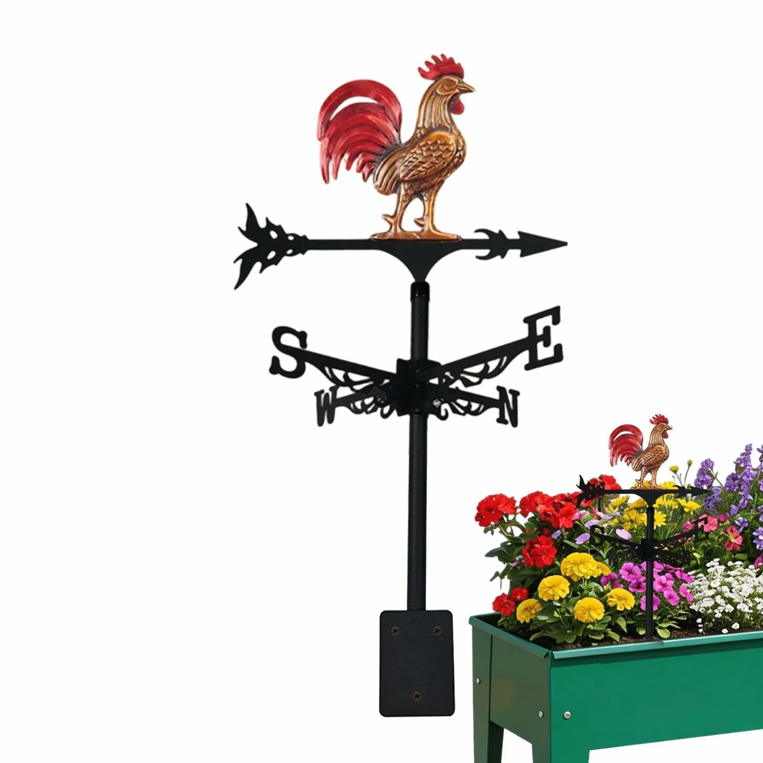 Veleta Gallo Decorativo de Hierro para Montaje en Techo al Aire Libre