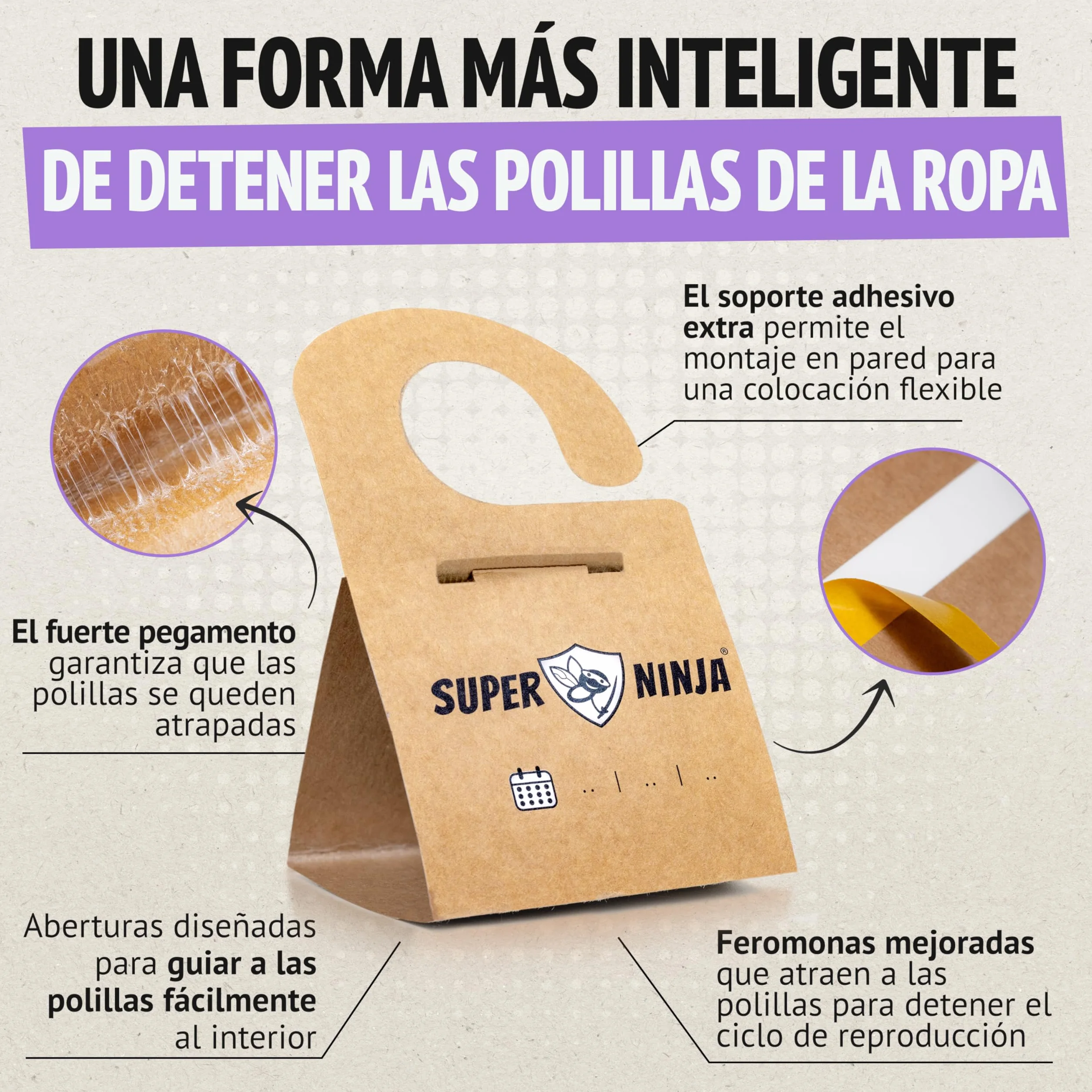Trampa para Polillas con Feromonas Pack de 4 – Antipolillas para Ropa de Armario – Sin Olor
