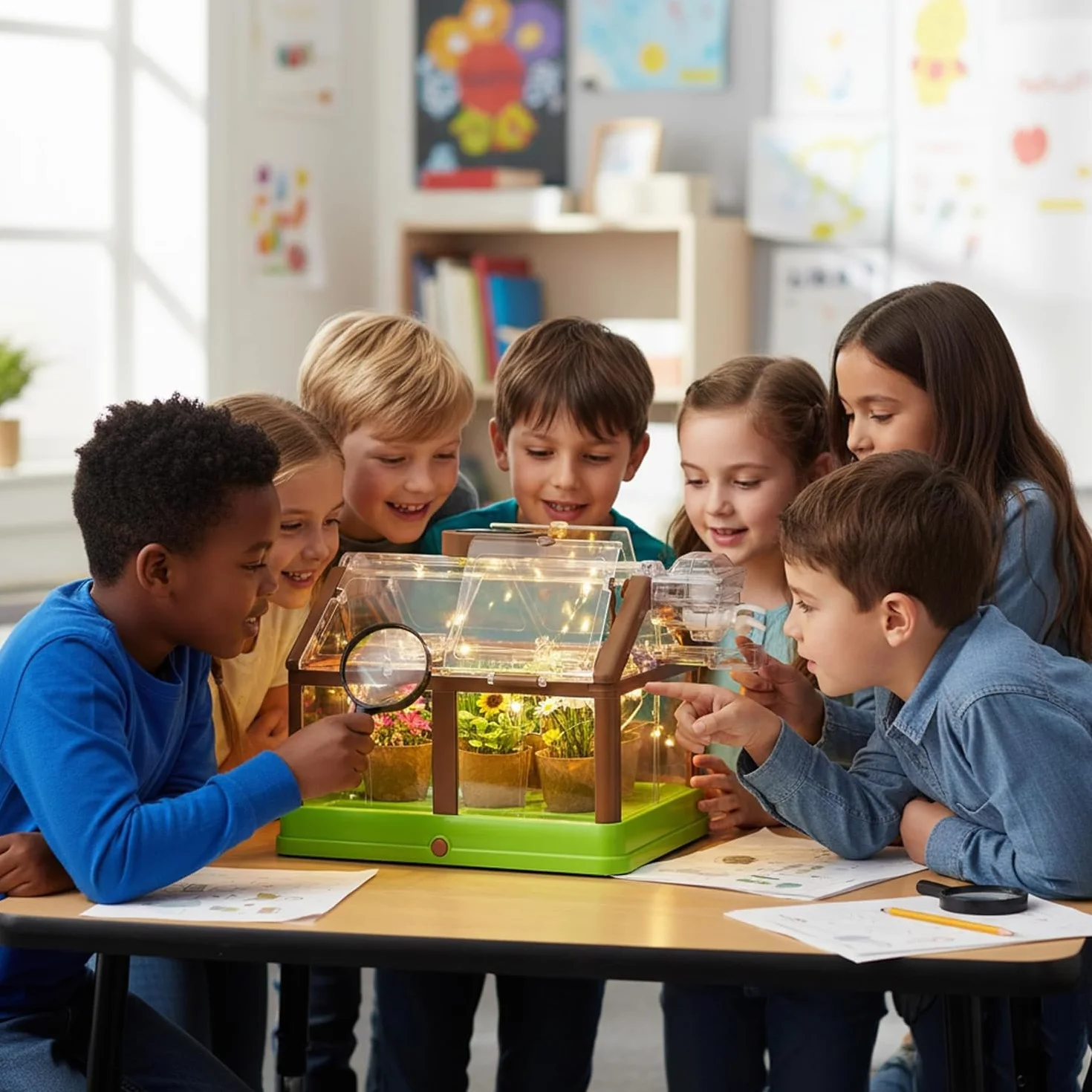 KAHEIGN Kit de Cultivo de Plantas para Niños, Mini Invernadero con Sistema de Riego