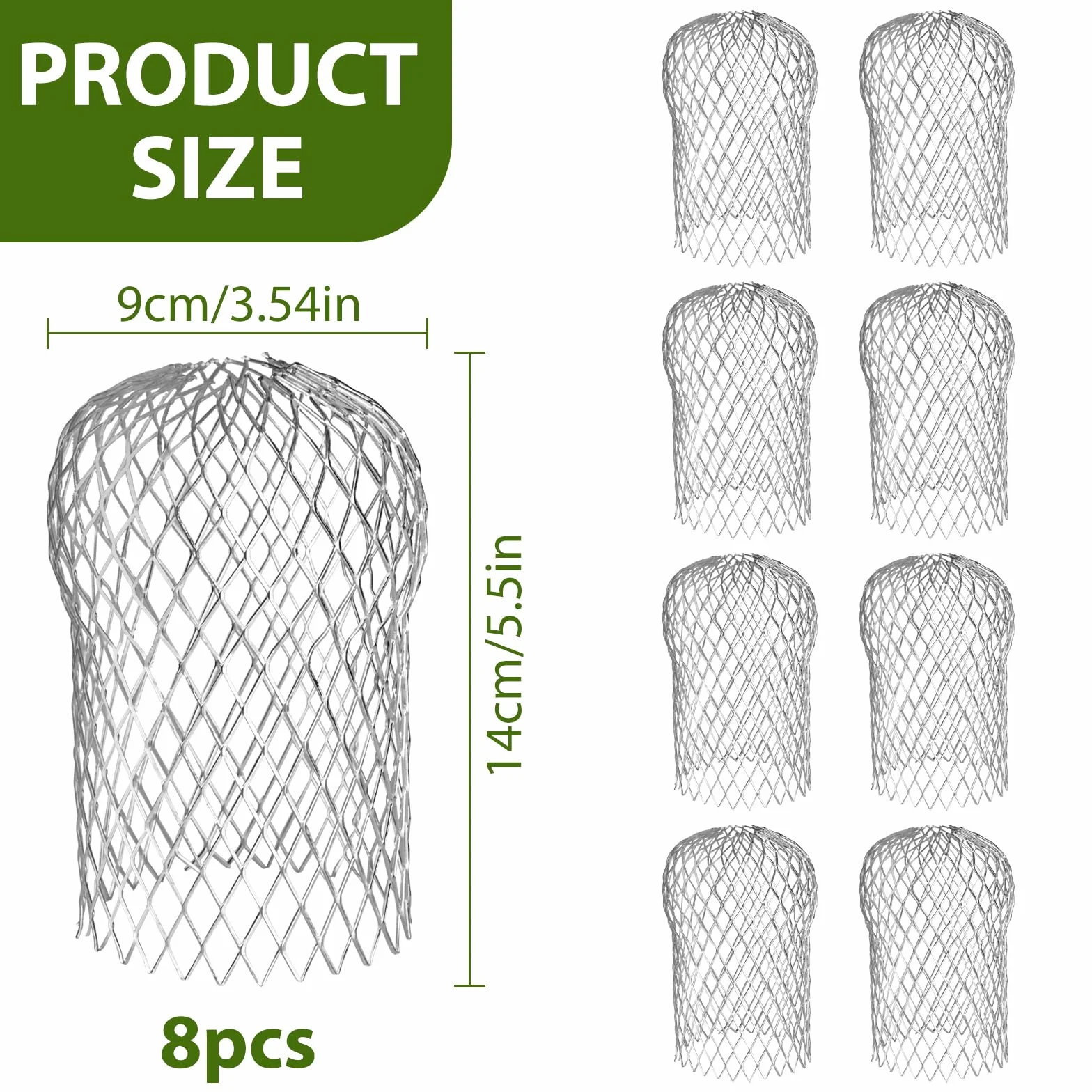 Rejilla Desague Jardin 8 Piezas, Tapa Desague Terraza para Canalones PVC Lluvia, Sumidero Diametro 3-15 cm