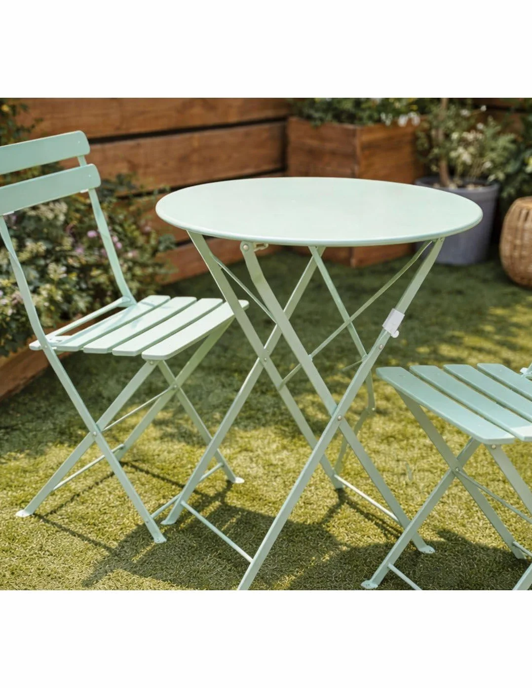 Bistró Plegable Arles Metalico Mesa y 2 Sillas Exterior Interior Resistente Muebles Jardin Balcon Terraza