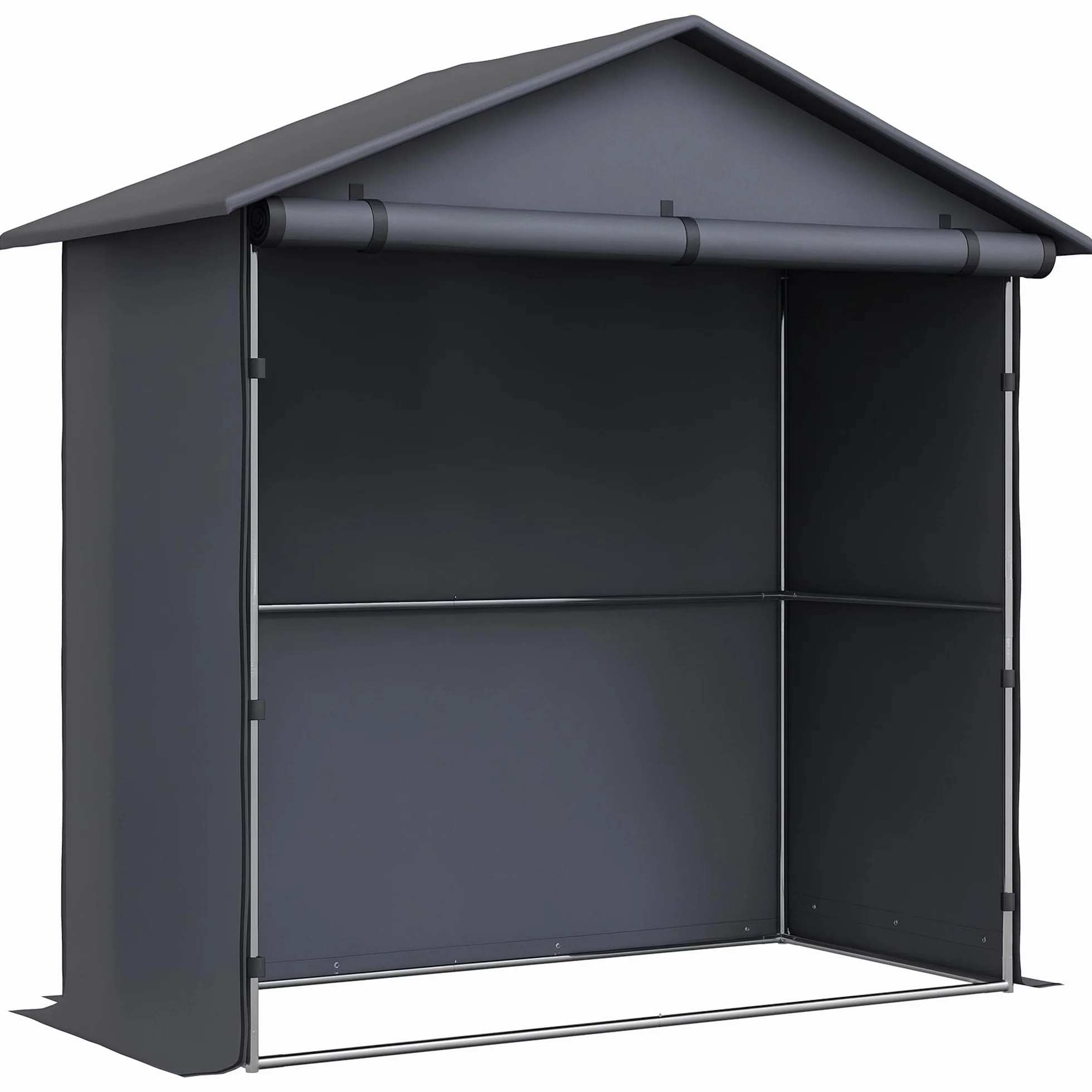 Outsunny Carpa Garaje 1,1x2 m Entrada Enrollable Acero Galvanizado Oxford 420D UV30+ Gris Oscuro