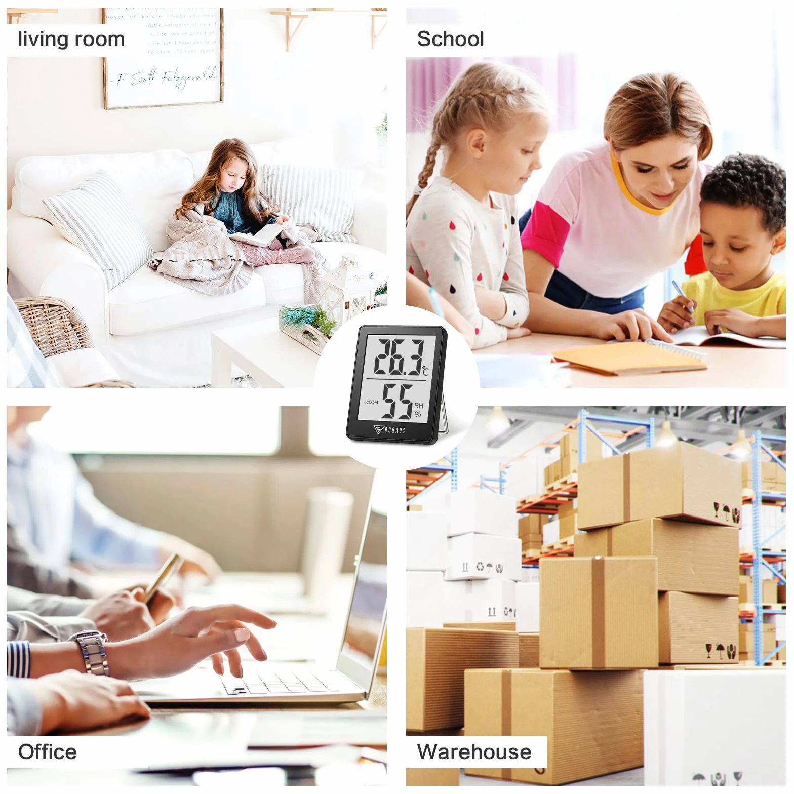 DOQAUS Mini Termómetro Higrómetro Digital, Medidor de Temperatura y Humedad, Respuesta Rápida 5s, Negro