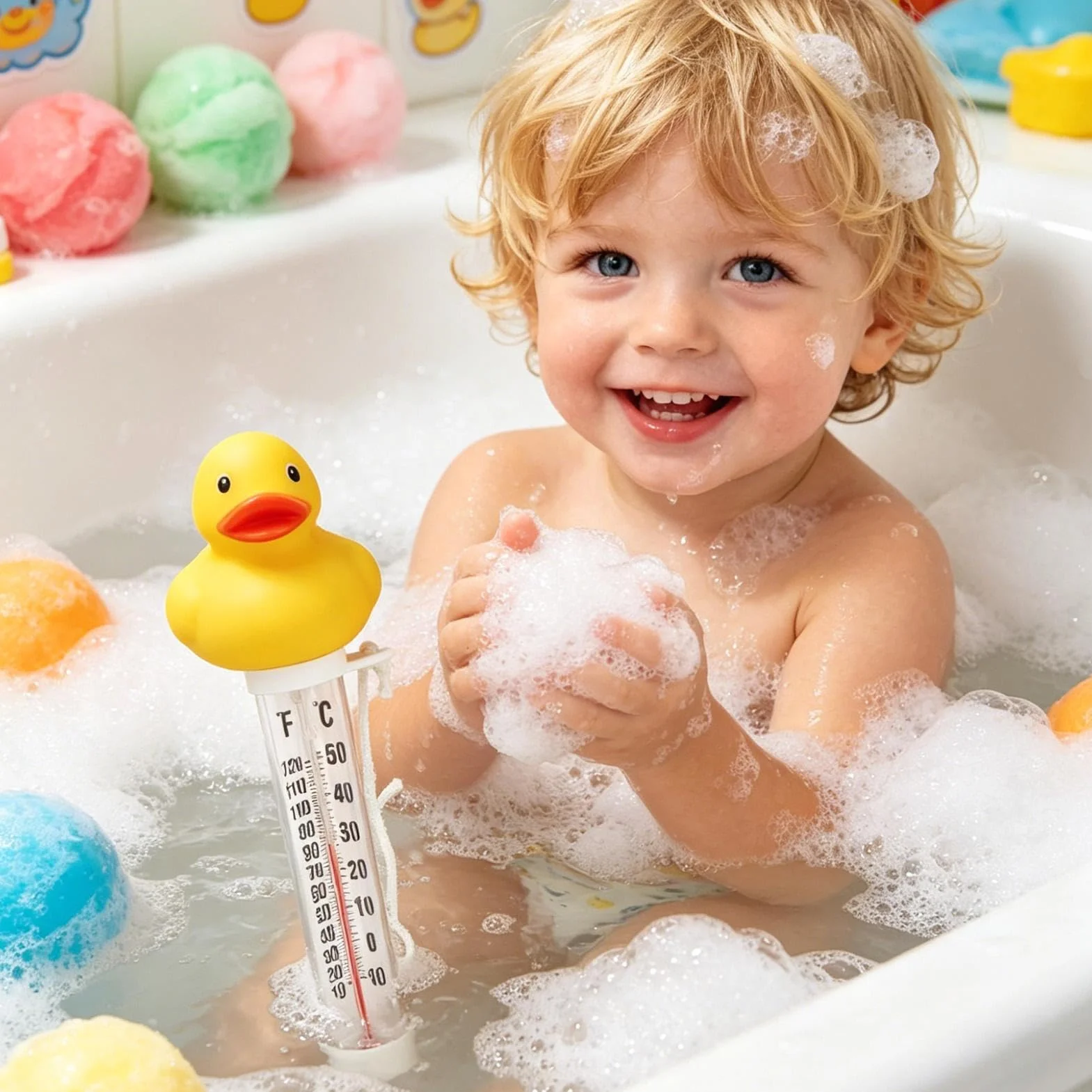 Termómetro Flotante Para Piscina Pato con Cuerda Medidor Temperatura Agua