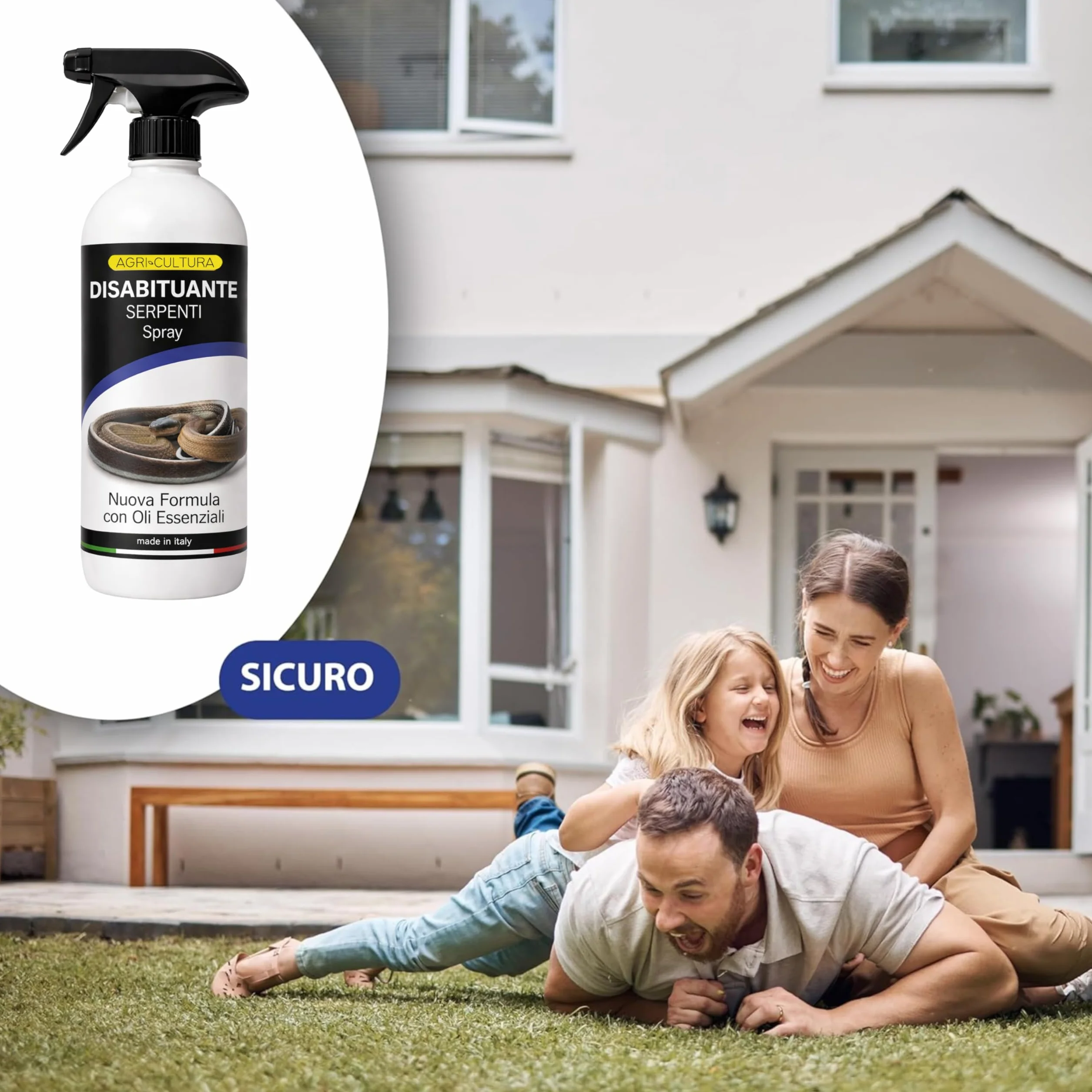 AGRI-CULTURA® Repelente para serpientes 1 l Spray listo para usar Efecto barrera olfativa Fabricado en Italia