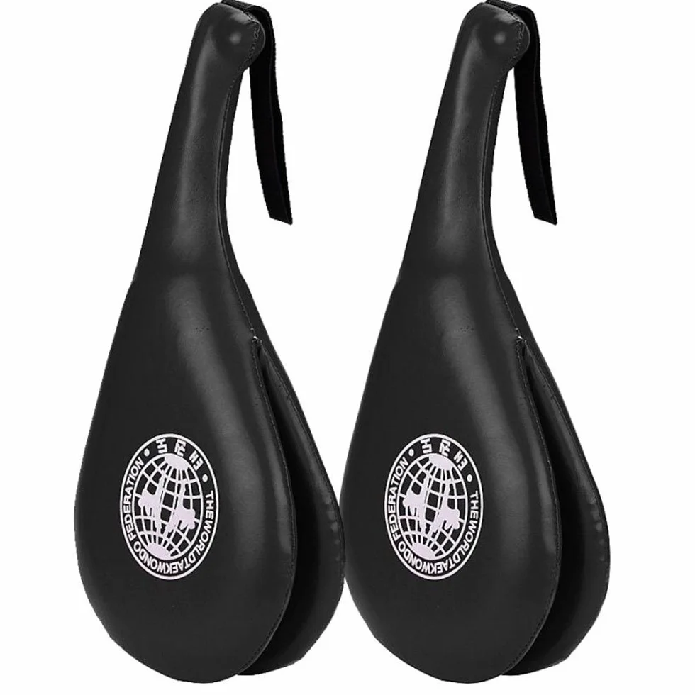 Manopla de mano de piel sintética para taekwondo, doble almohadilla, equipo de entrenamiento, rojo/azul/negro