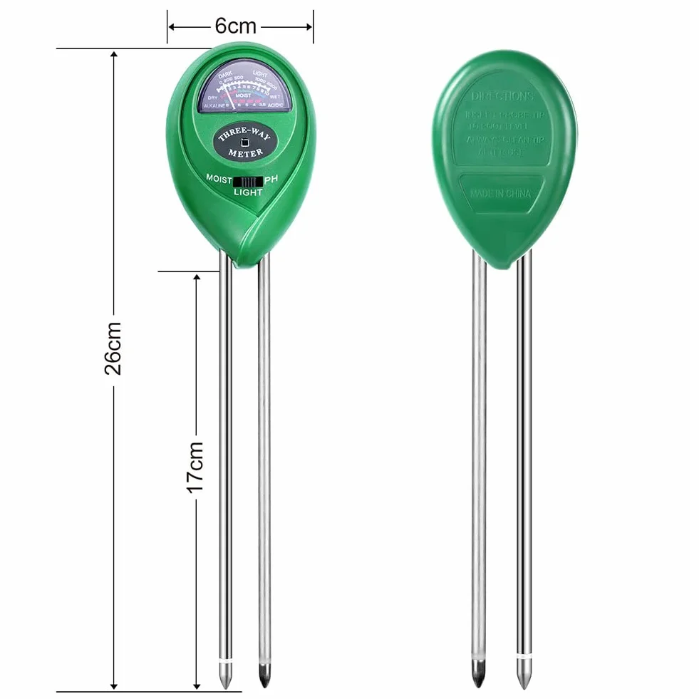 Flintronic Medidor de Humedad del Suelo 3 en 1, Probador de Suelo con pH, Luz y Humedad, para Jardín