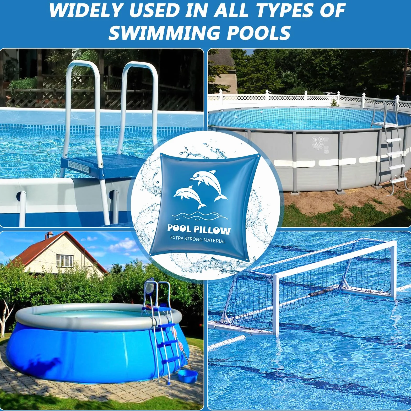 Cojín de Aire para Piscina XXL 120x120 cm, Anticongelante, Doble Costura con Kit de Reparación
