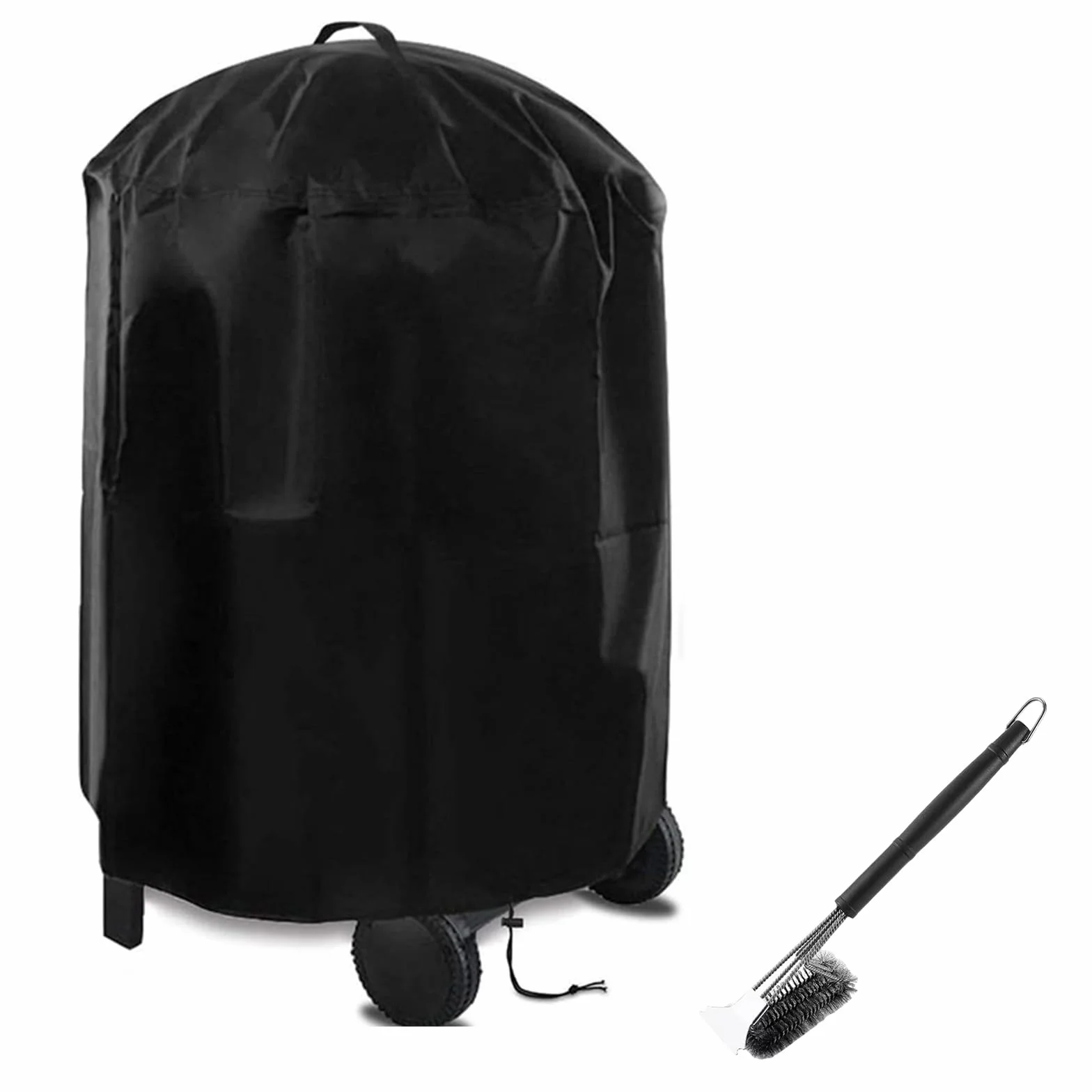 Cubierta para Barbacoa Redonda Exterior Oxford 600D, Funda Barbacoa Impermeable, Resistente a la Intemperie, con Hebillas Antiviento y Ventilación, con Cepillo(Size:29 * 28in)
