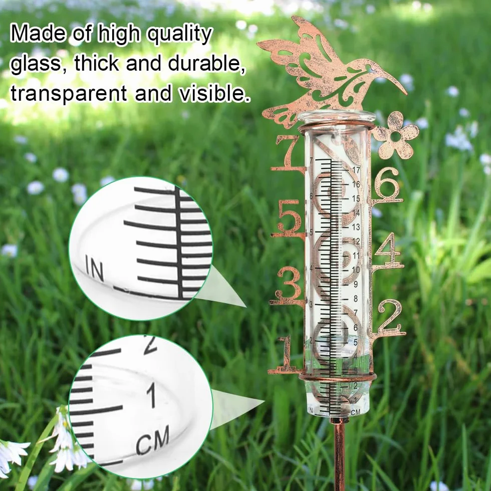 Pluviómetro de Jardín Colibrí Cristal 17 cm Medir Lluvia