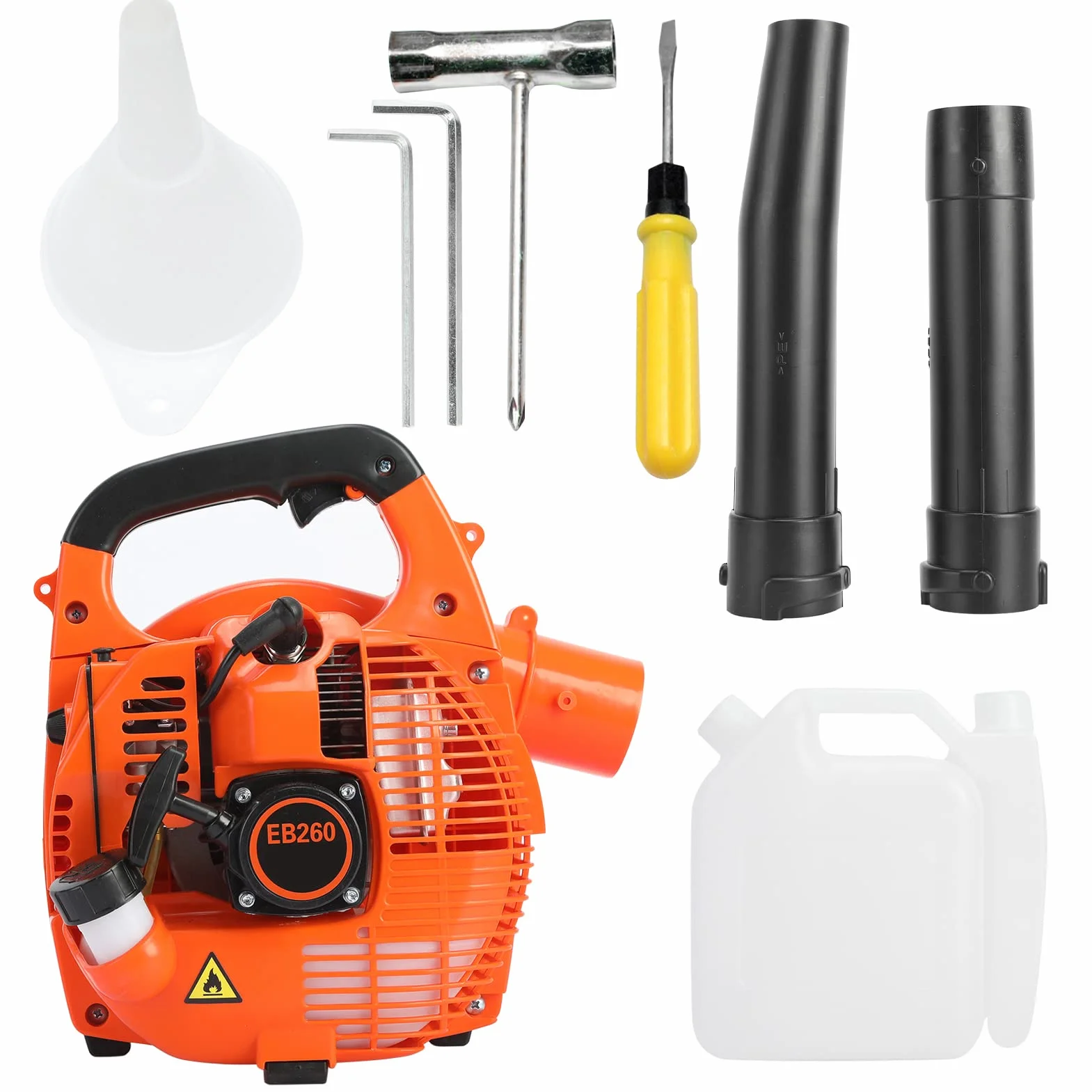 Soplador térmico, 26 cc Aspiradora Soplador Trituradora, para un jardín limpio y ordenado, motor de dos tiempos 750 W, tubo de soplado extraíble de jardín con función de soplado