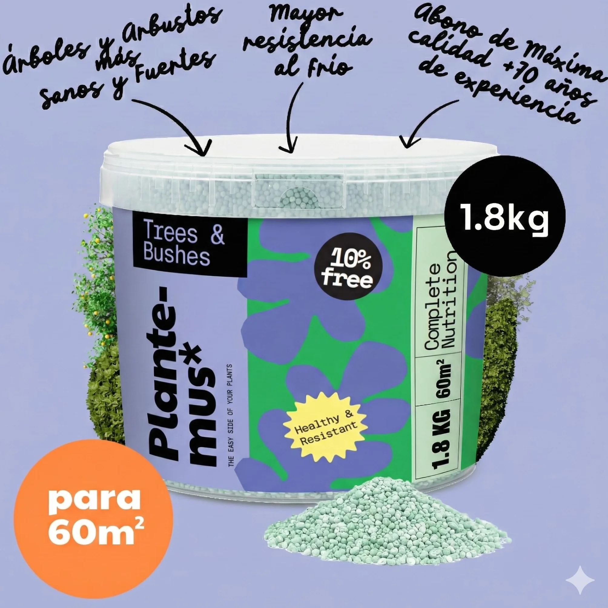 PLANTEMUS Abono Cítricos y Olivos 1.8 KG Fertilizante Granulado para Limoneros Naranjos