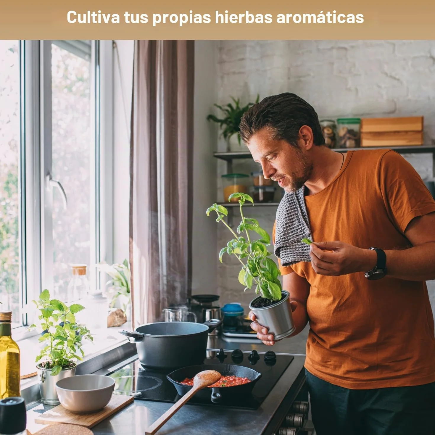 NOPALIA® Kit Hierbas Aromáticas Macetas Biodegradables Tijeras Accesorios Huerto Urbano Interior