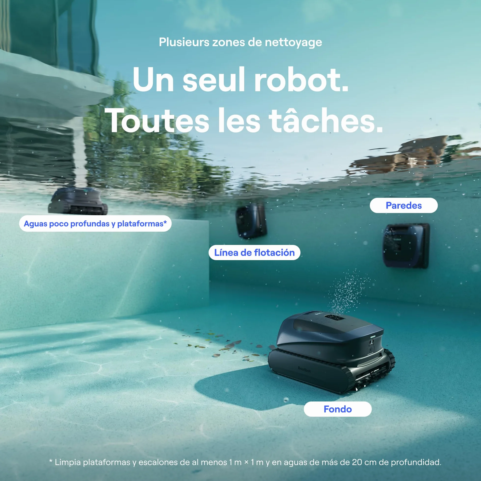 Beatbot Sora 30 Robot Piscina limpiafondos y Paredes, 25700 LPH, Azul Marino