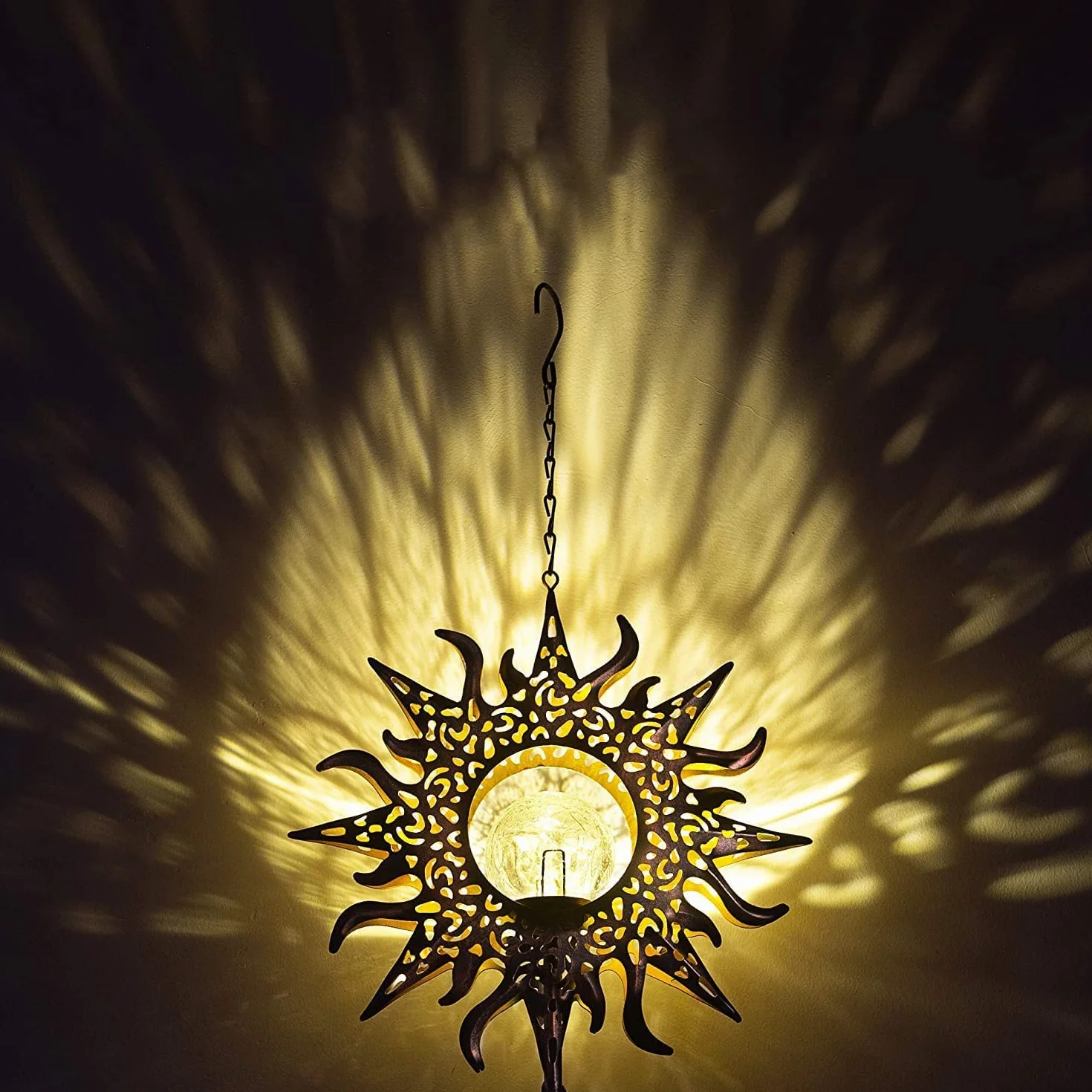 lifemet Campanillas de viento con luces solares LED impermeable metal para exterior jardín