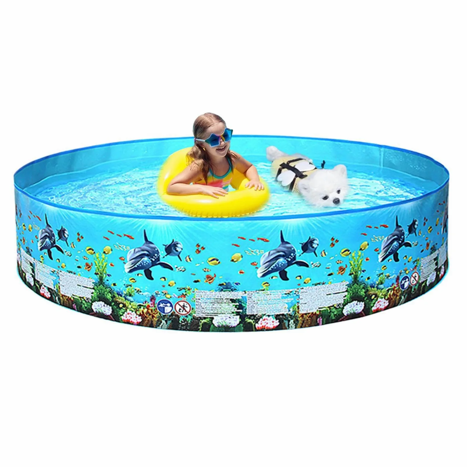 Piscina Plegable Bañera No Inflable para Natación Y Diversión En Verano | Piscina De Agua Plegable para Jardín Patio Césped Exterior en Verano con Mascotas Niños y Adultos