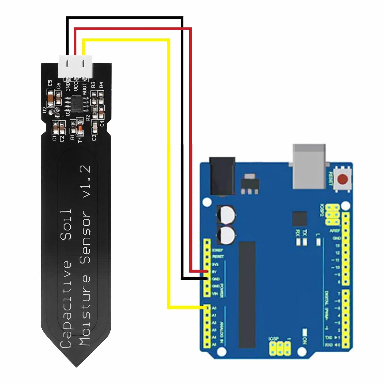 Sensores de humedad del suelo, higrómetro analógico capacitivo, sin corrosión para Arduino