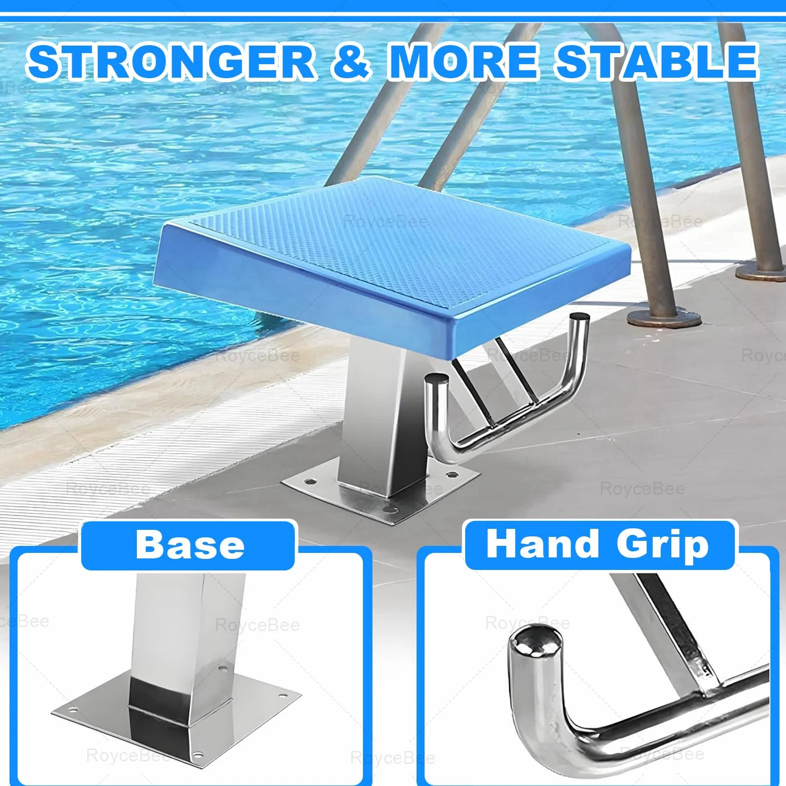 Trampolín de Competición para Piscina, Bloque de Salida con Superficie Antideslizante y Acero Inoxidable, 200kg