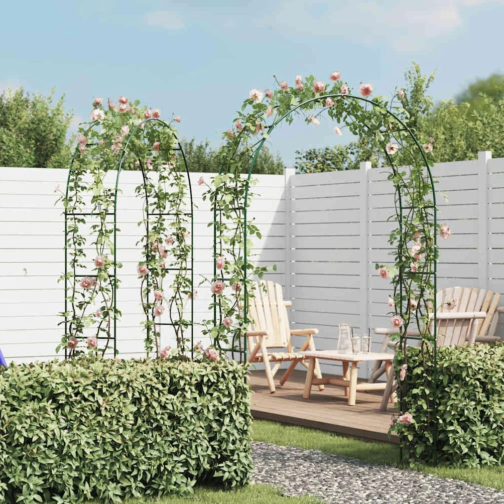 vidaXL 2X Arco de Rosas y Plantas Enredaderas de Jardín Hierro Verde Ocuro