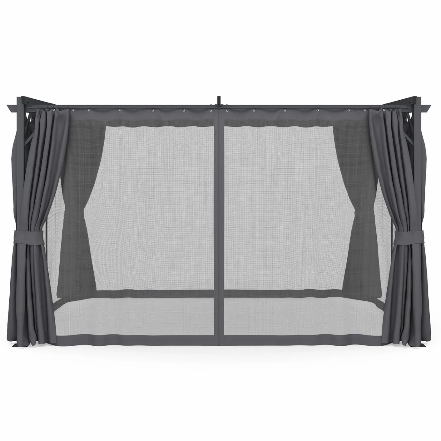 Pergola mosquitera de techo retráctil 3x4 m gris
