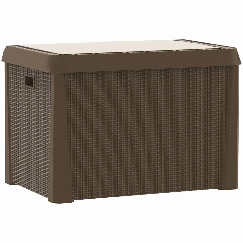 vidaXL Caja Almacenaje Jardín Cojín Asiento Cerradura Exterior Baúl Patio PP Marrón 125 L