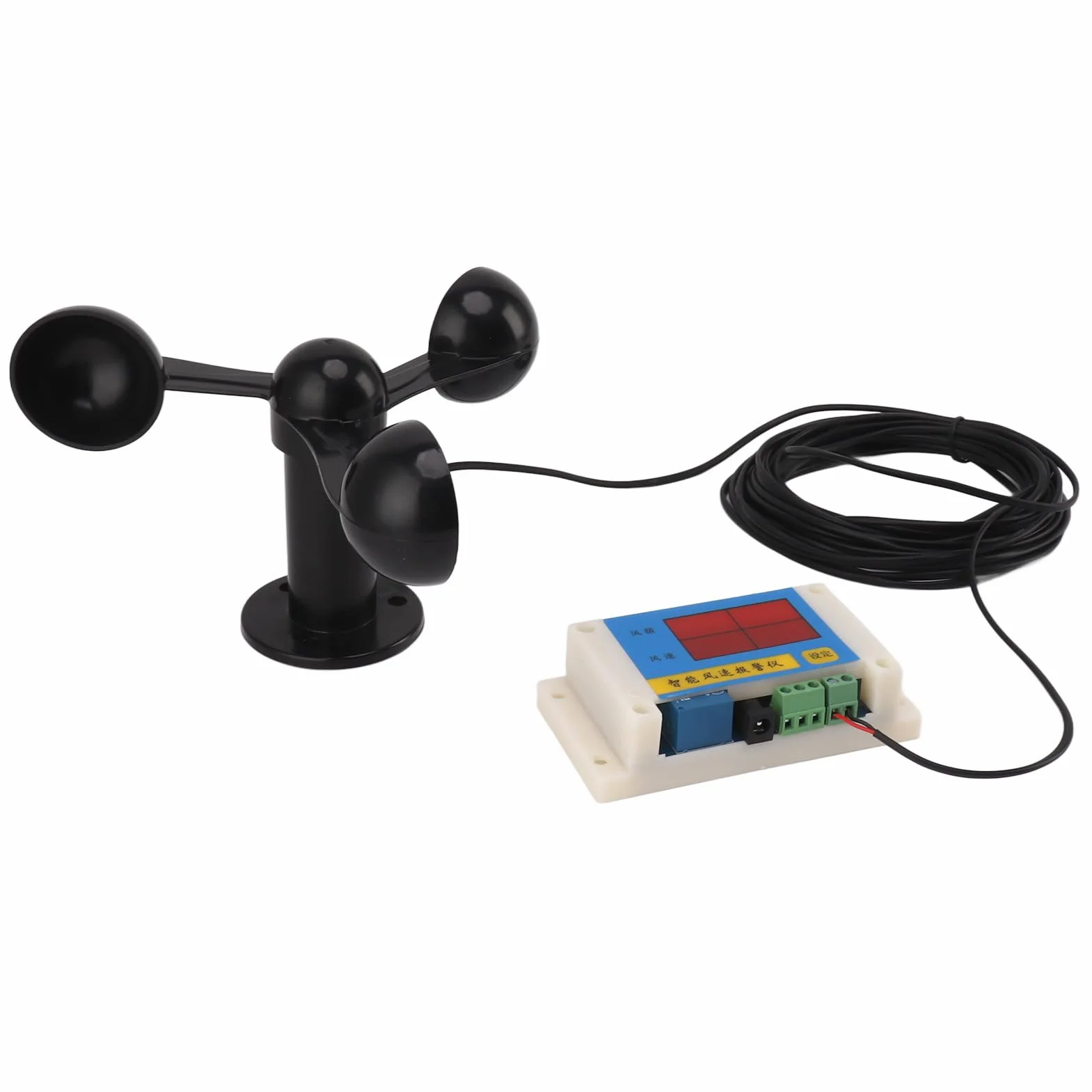 Anemómetro para Grúas Torre 3 Cúpulas USB 5V Alarma Velocidad Viento 2-12 Niveles Precisión Alta Apagado Automático