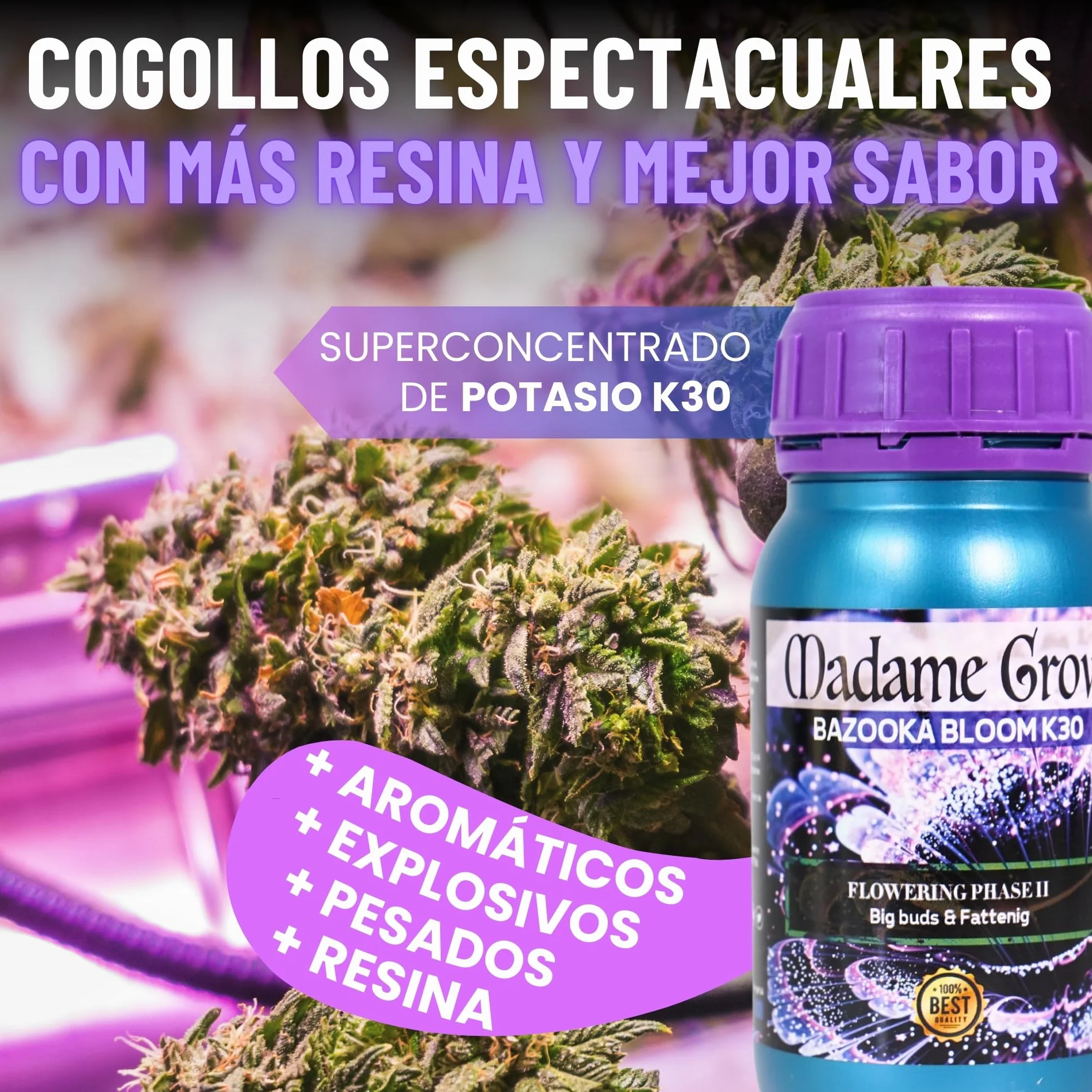 MADAME GROW Kit Power 3PACK 3 x 1 Litro | Pack Fertilizantes Crecimiento Floración y Engorde | Enraizante + PK Floración + Engordador K30 | Kit 3 Abonos Orgánicos