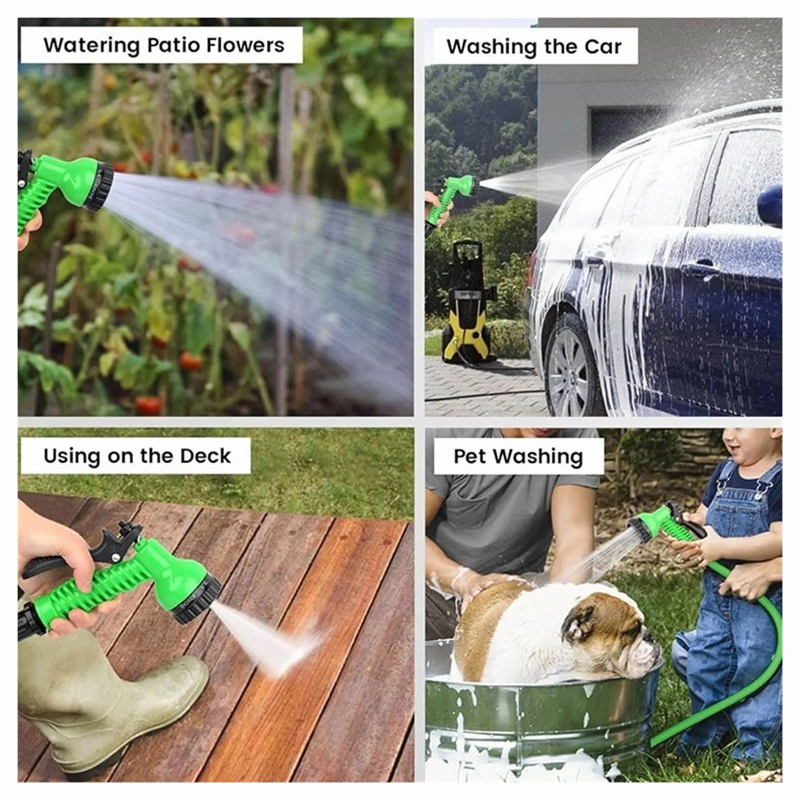Juego de mangueras de jardín extensibles Pistola de limpieza a alta presión for manguera de jardín, modo de tuberías de agua mágicas for el hogar, herramienta de lavado de autos con pulverización de a