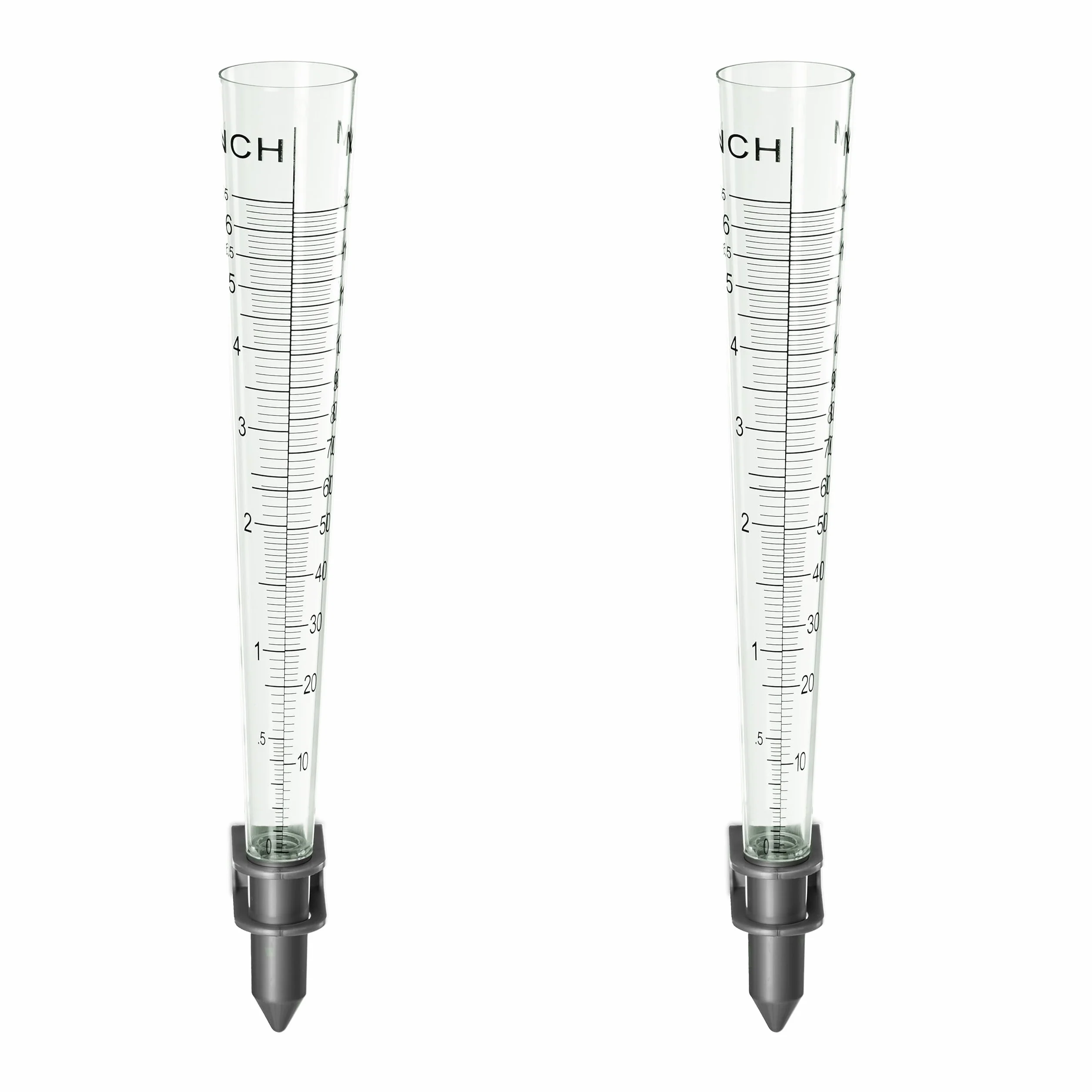 Relaxdays Pluviómetros 2 Pack, Montaje Pared, Medidores Lluvia Caída, Escala 160 mm/m², Plástico Transparente/Gris